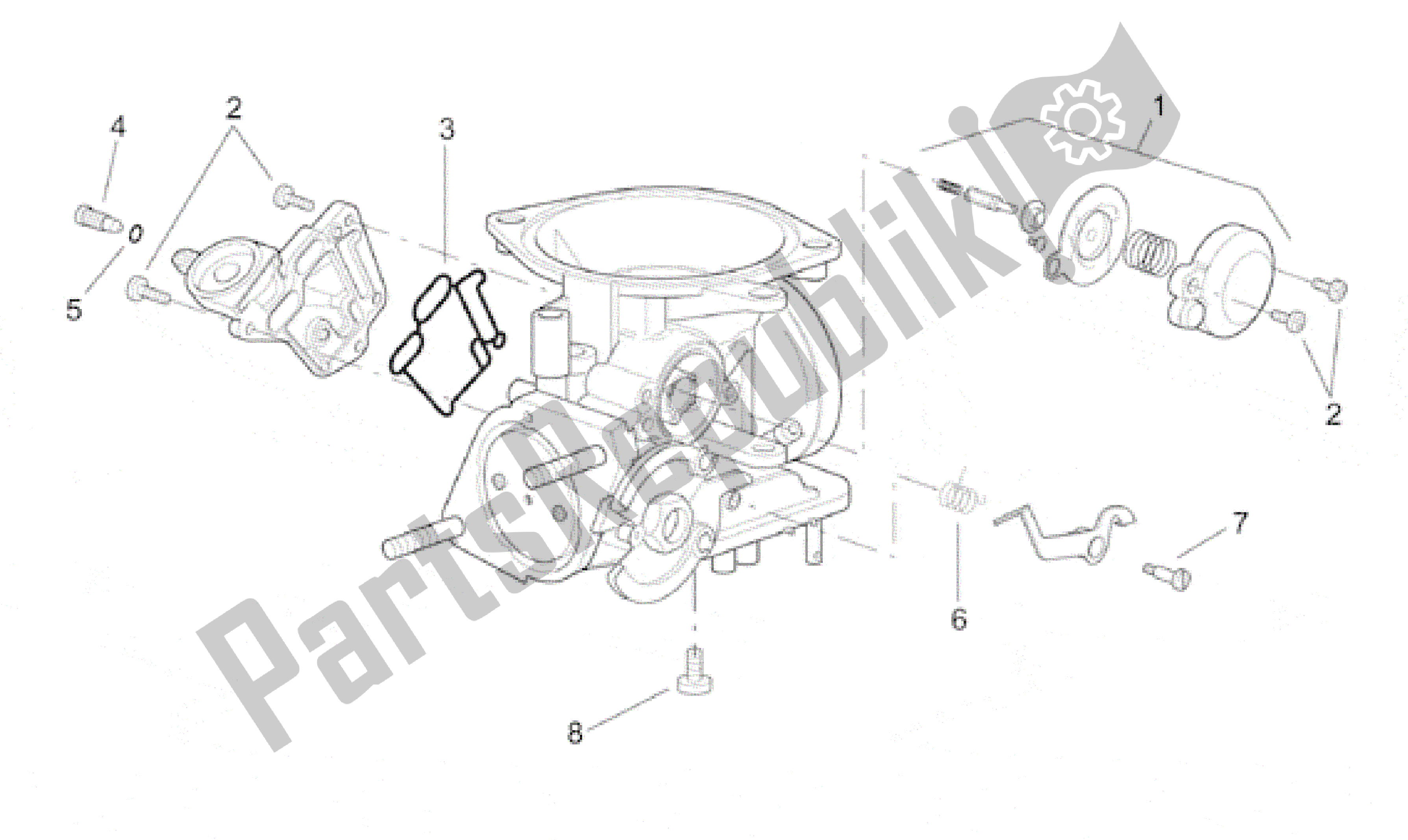 All parts for the Carburettor Ii of the Aprilia Leonardo 250 2001