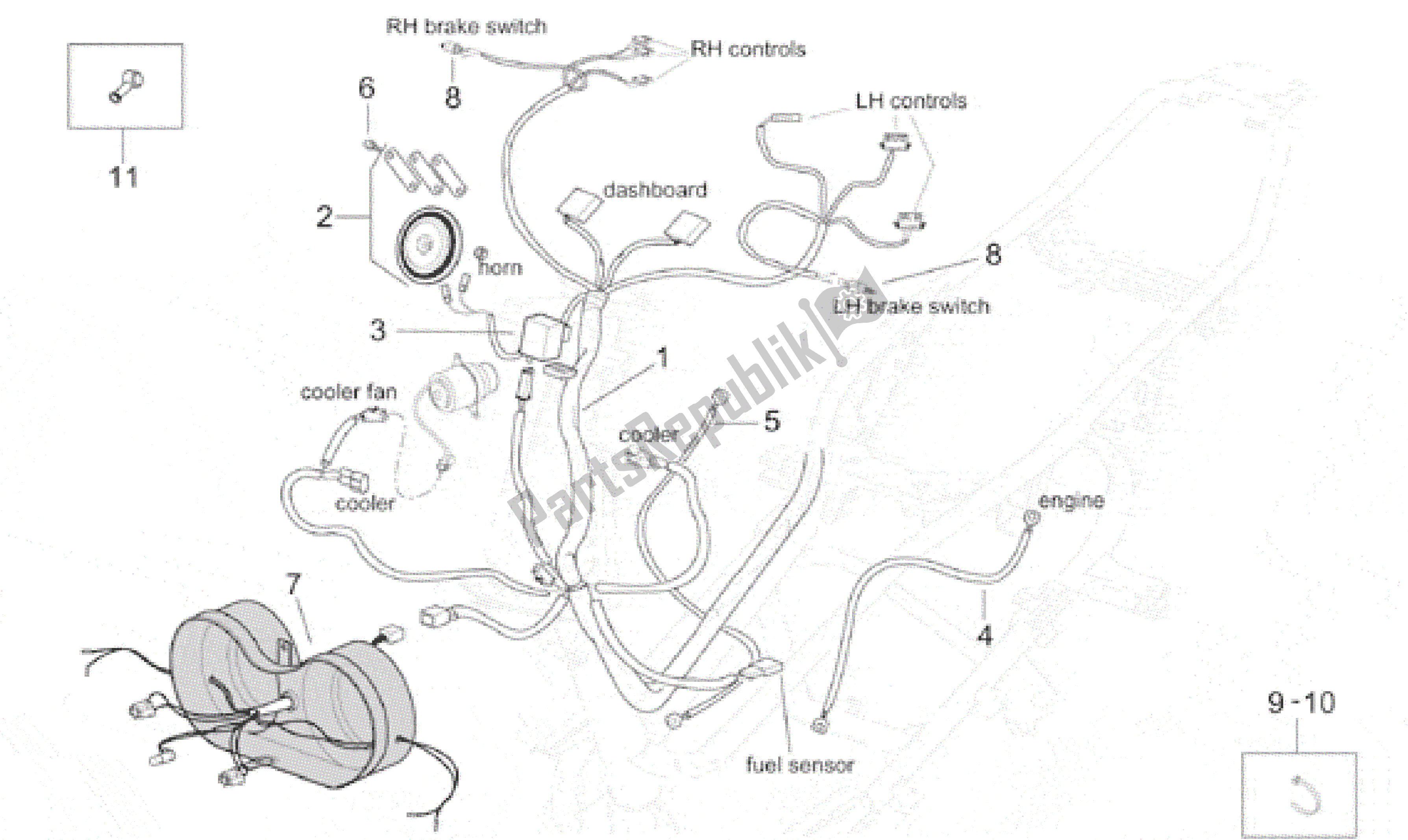 All parts for the Electrical System I of the Aprilia Leonardo 250 2001