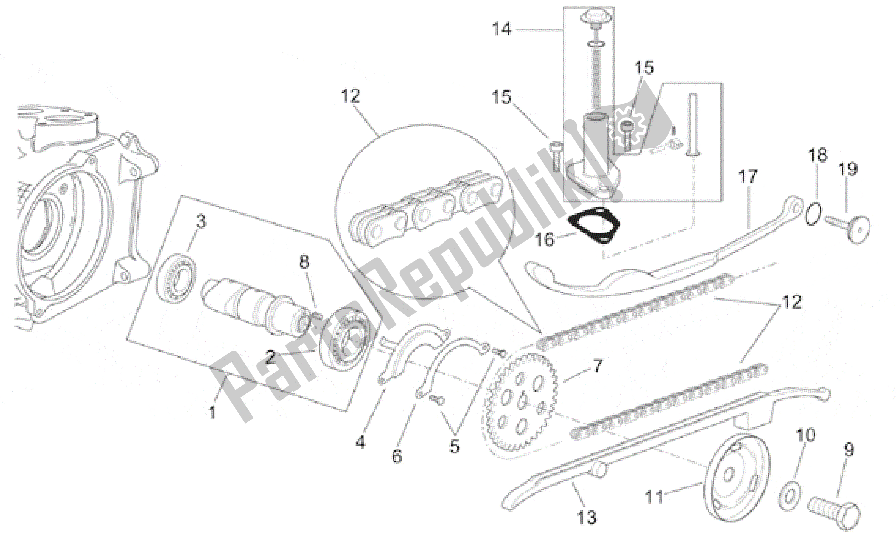 Tutte le parti per il Controllo Della Valvola del Aprilia Leonardo 250 2001