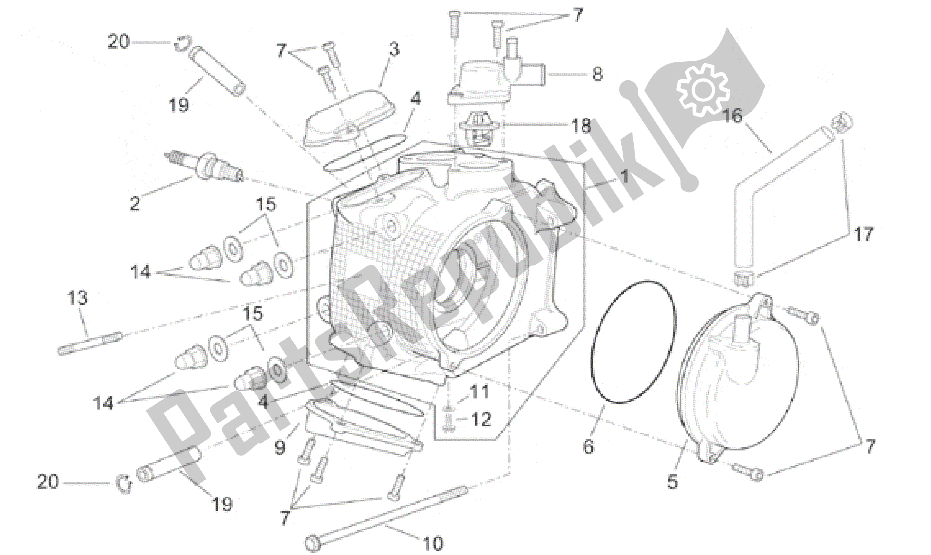 Alle onderdelen voor de Motorkop van de Aprilia Leonardo 250 2001