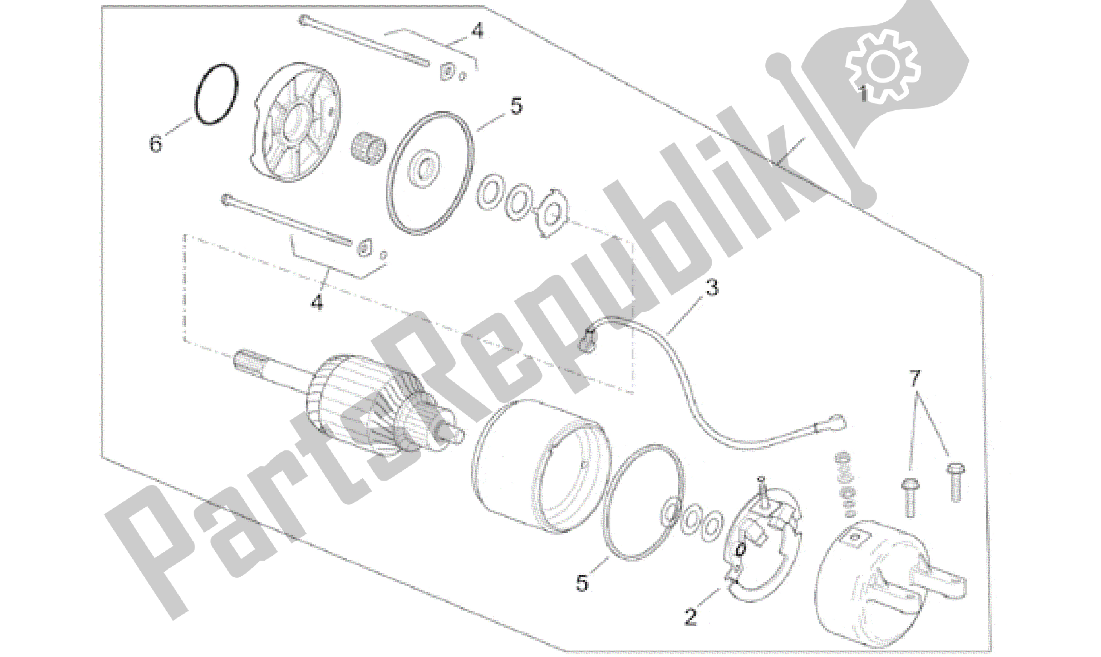 Todas as partes de Motor De Arranque do Aprilia Leonardo 250 2001