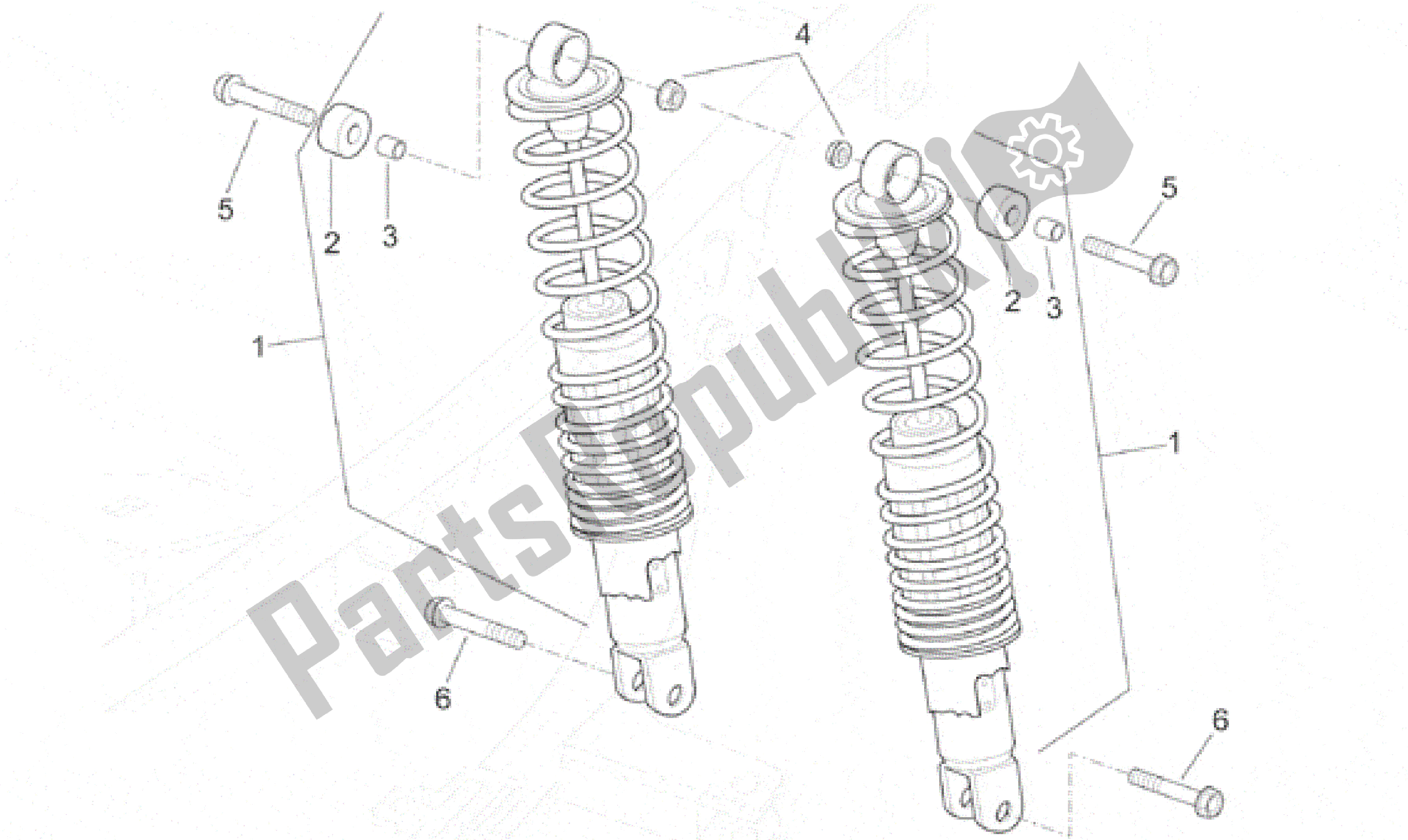 All parts for the Rear Shock Absorber of the Aprilia Leonardo 250 2001