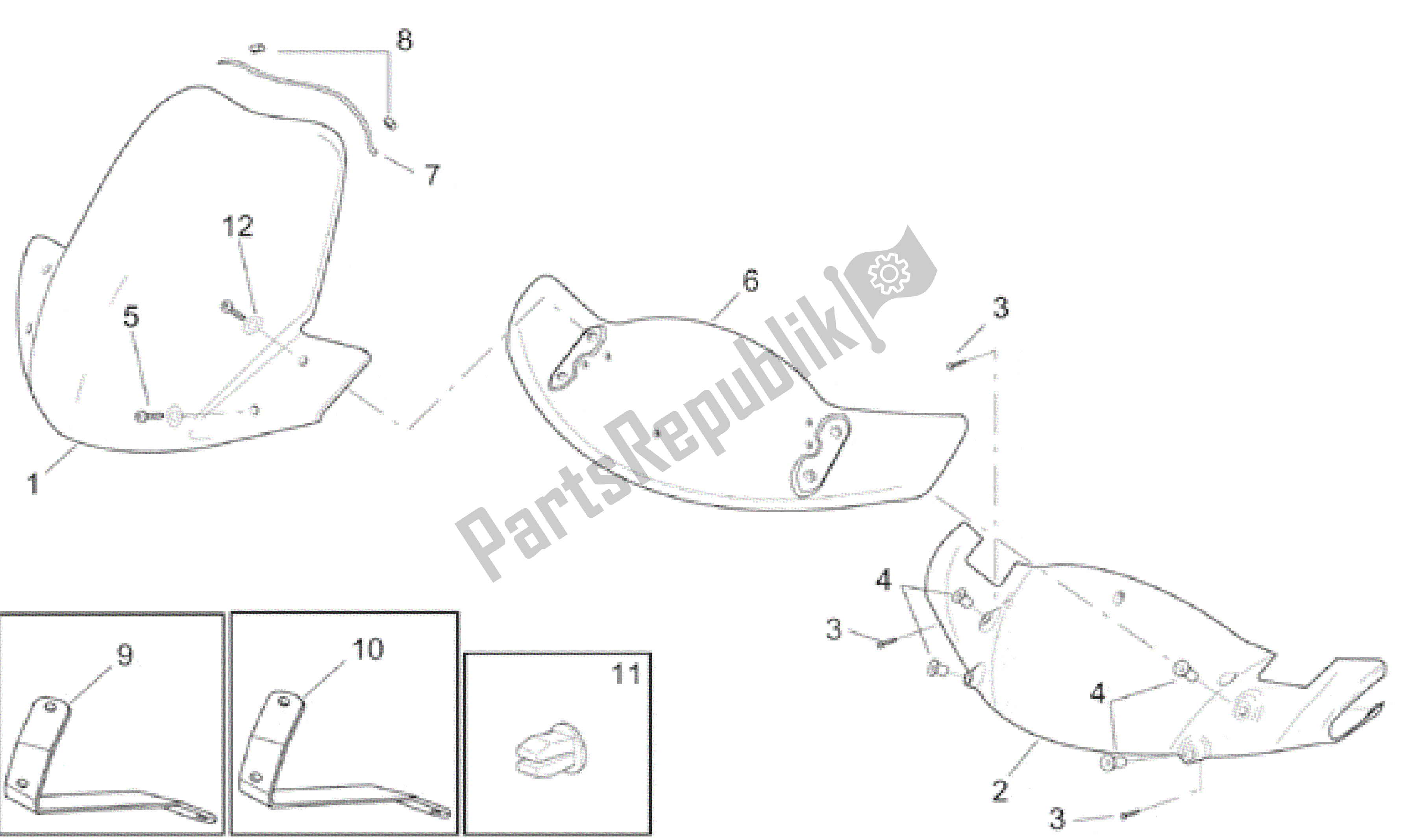 Tutte le parti per il Corpo Anteriore - Carenatura Anteriore del Aprilia Leonardo 250 2001