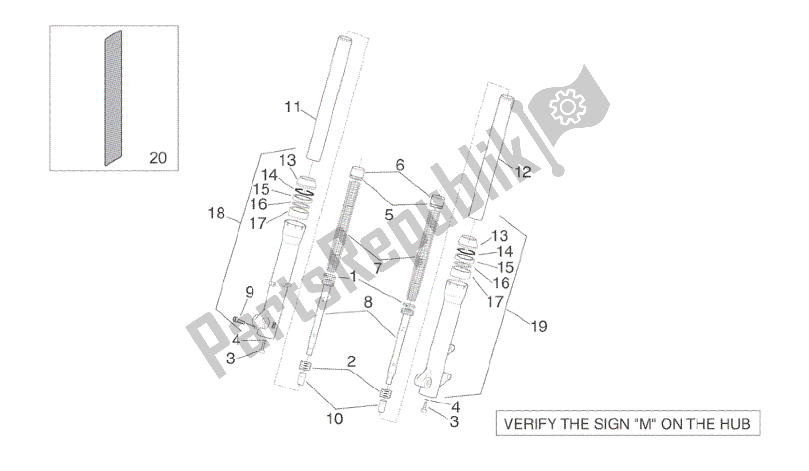 Todas las partes para Horquilla Delantera Marzocchi - Bujes, Mangas de Aprilia Scarabeo 125 2004 - 2006