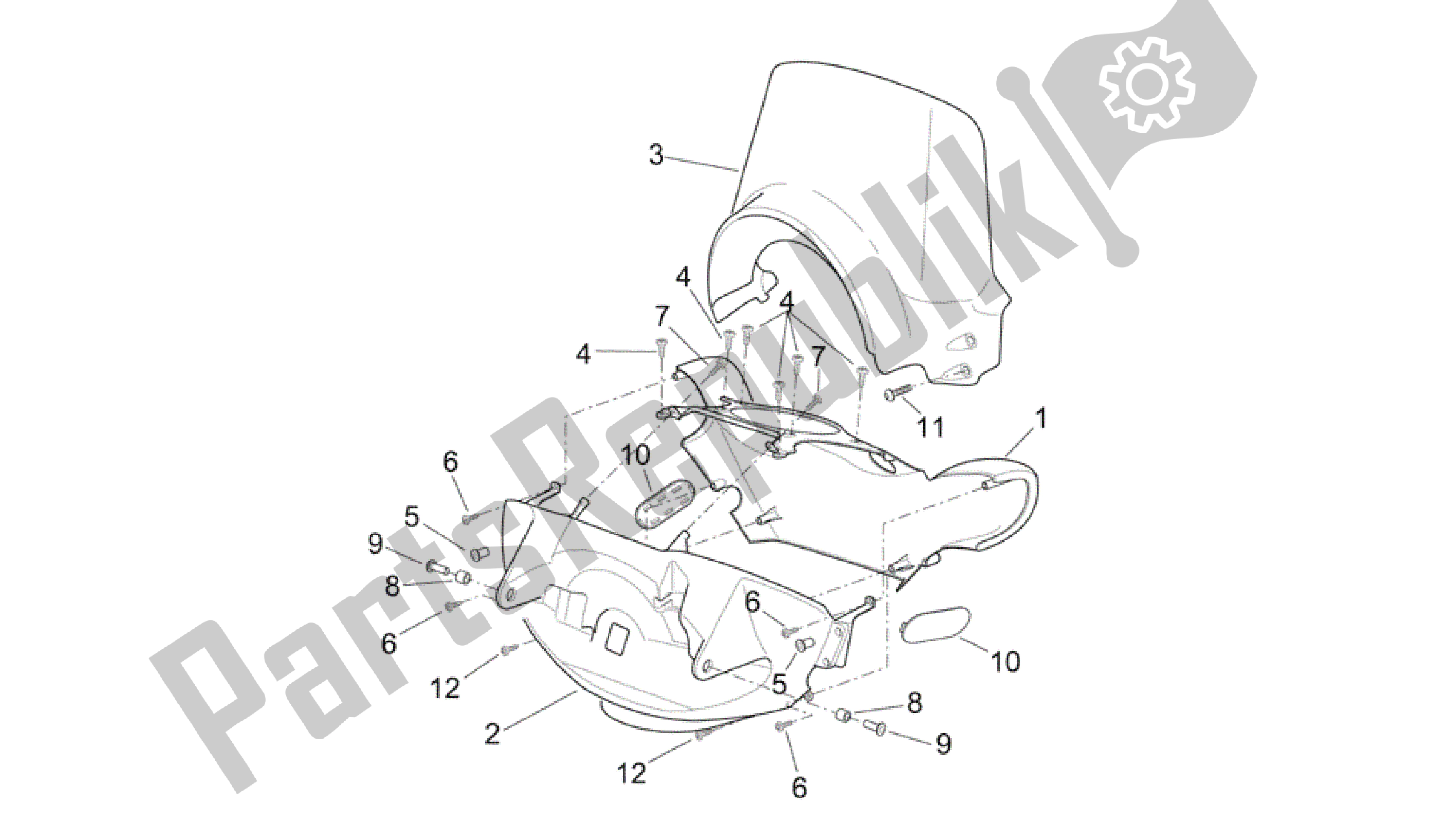 Alle onderdelen voor de Front Body - Voorkuip van de Aprilia Scarabeo 125 2004 - 2006