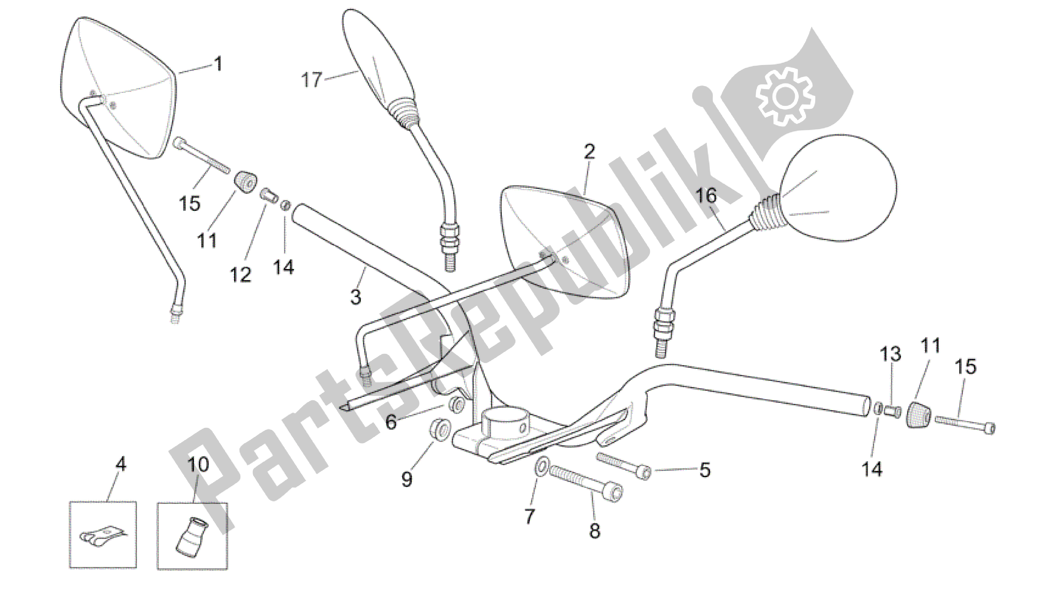 Alle Teile für das Lenker des Aprilia Scarabeo 125 2004 - 2006