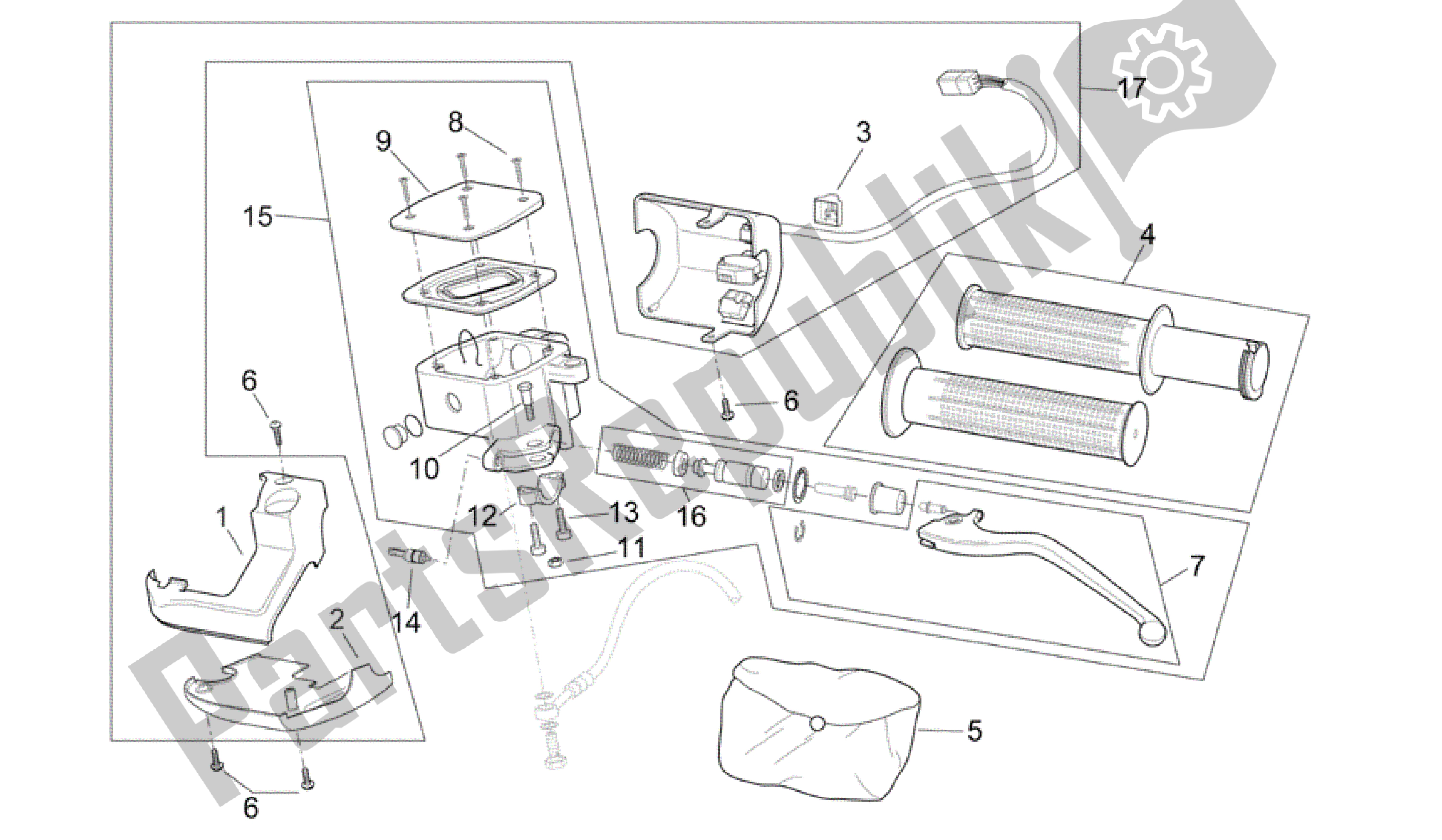 Toutes les pièces pour le Commandes Lh du Aprilia Scarabeo 125 2004 - 2006