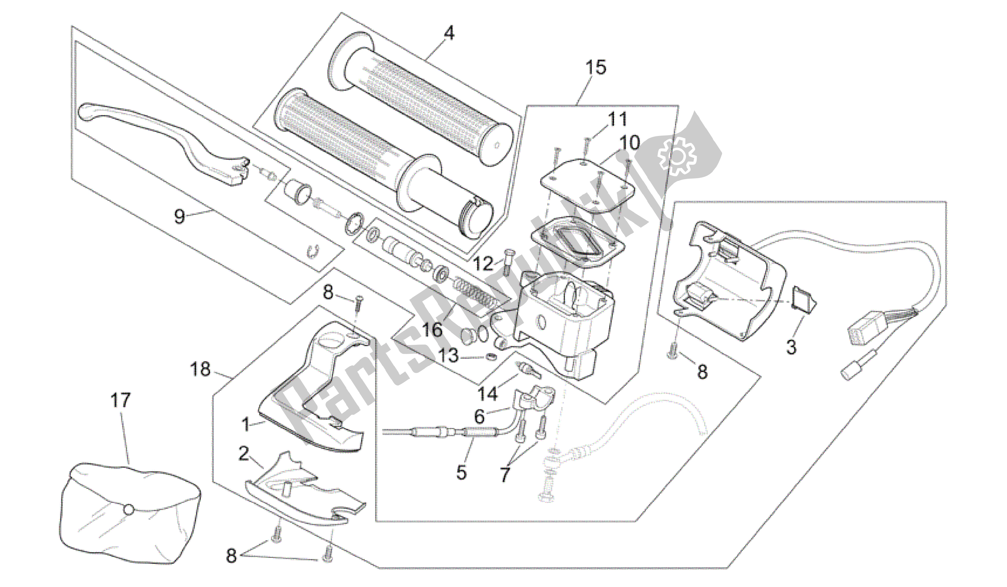 Todas las partes para Controles Rh de Aprilia Scarabeo 125 2004 - 2006