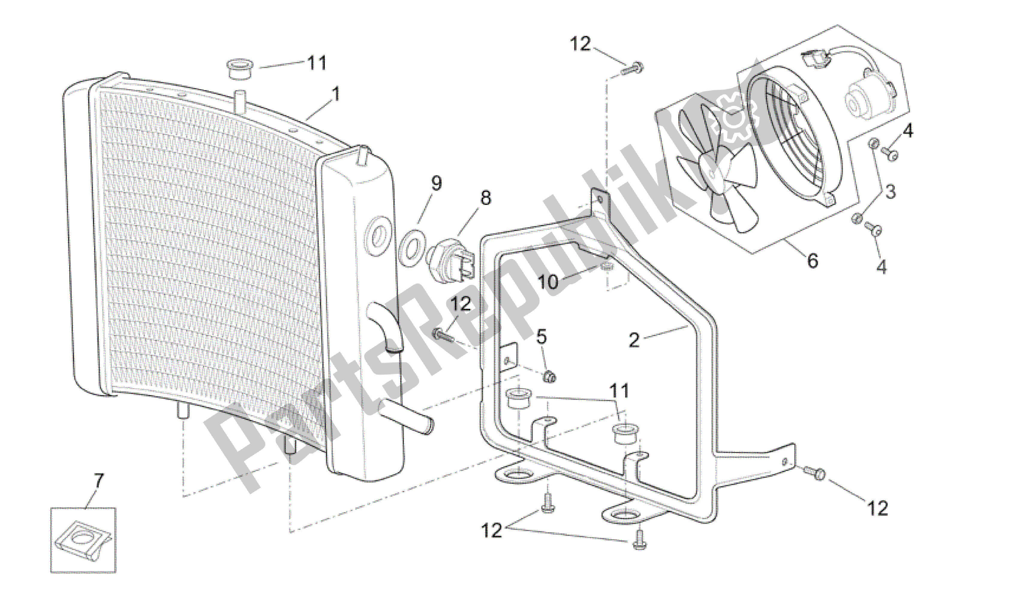 Alle Teile für das Wasserkühler des Aprilia Scarabeo 125 2004 - 2006