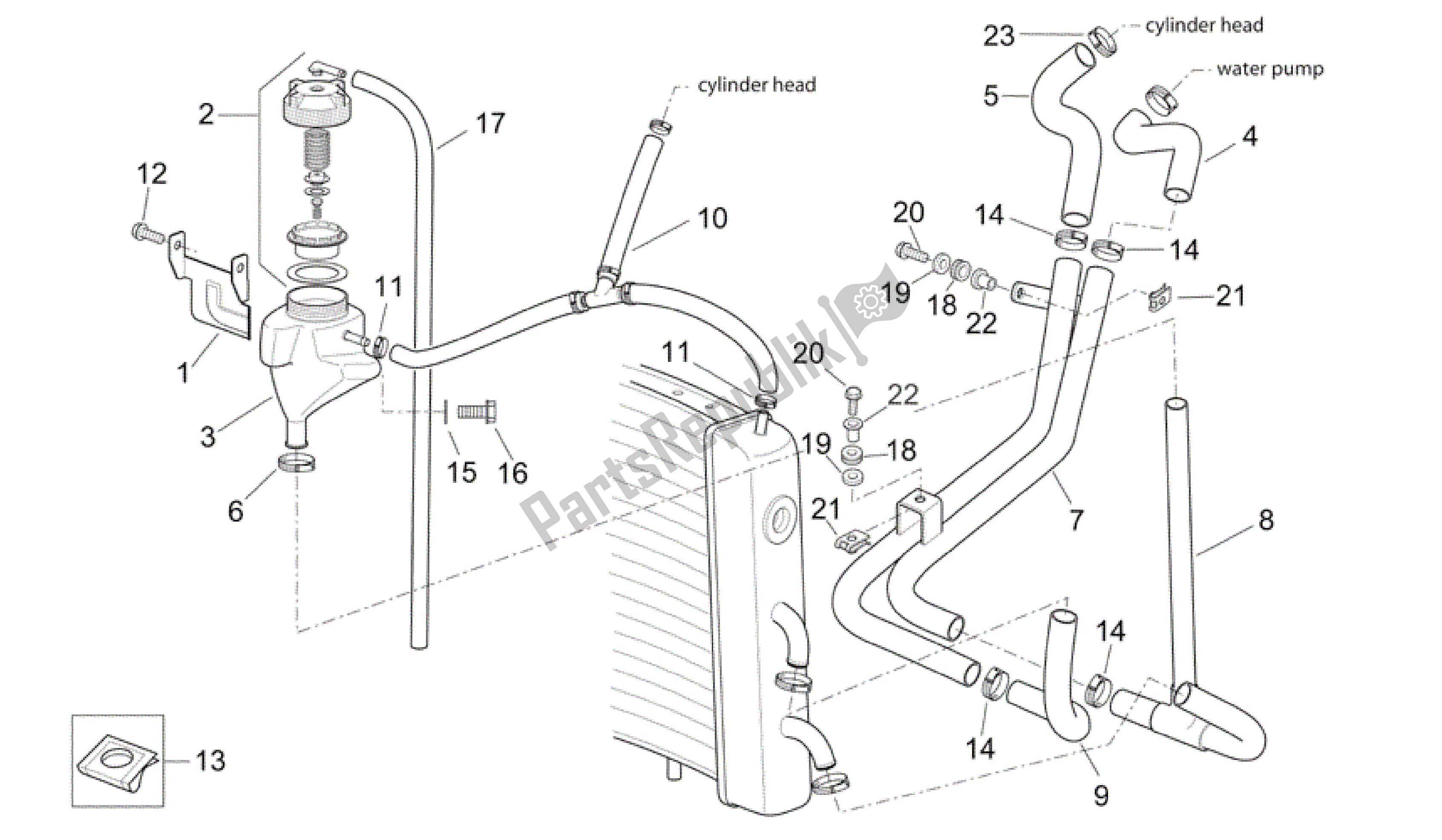 Alle Teile für das Kühlsystem des Aprilia Scarabeo 125 2004 - 2006