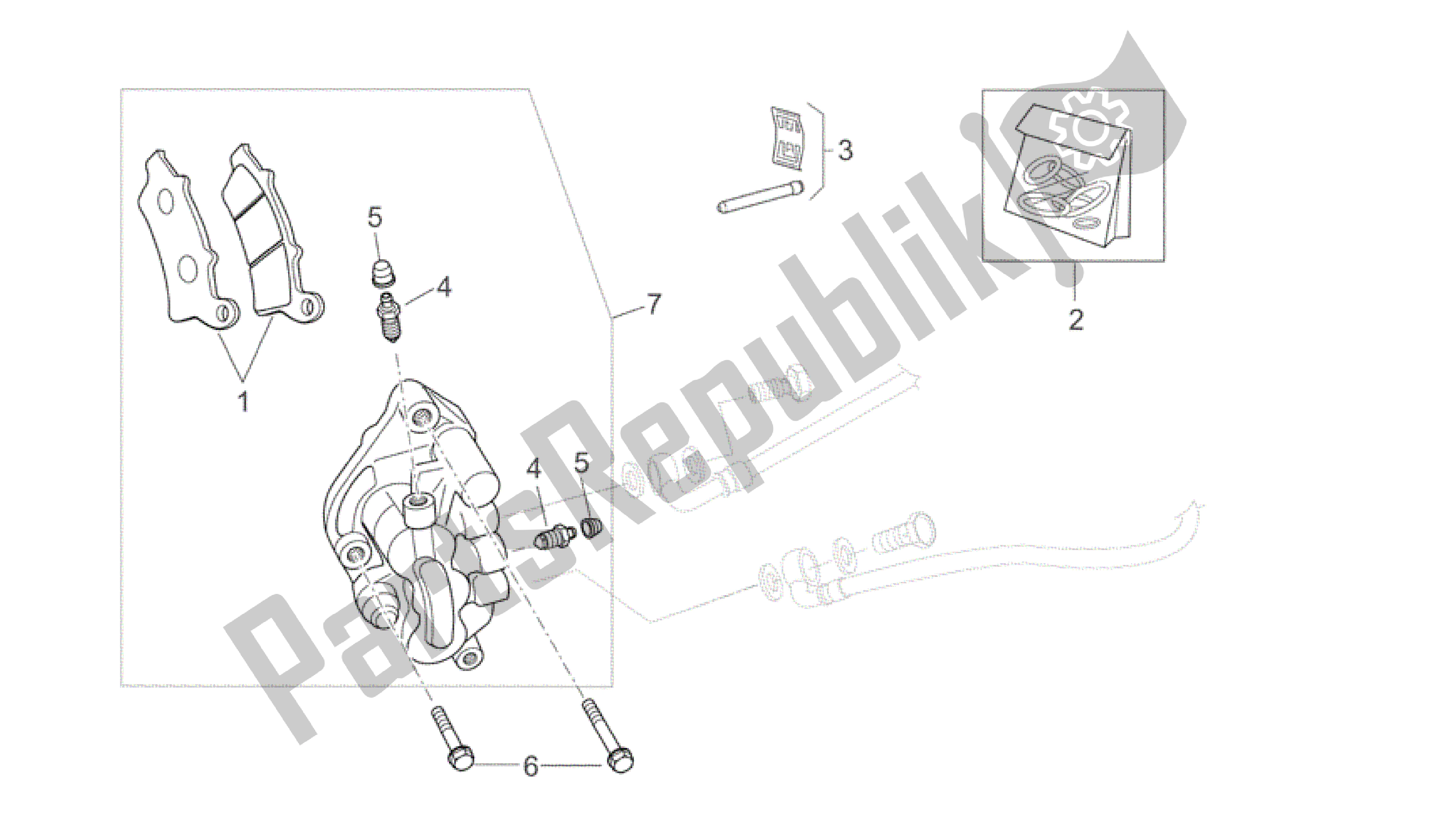 Alle onderdelen voor de Remklauw Vooraan van de Aprilia Scarabeo 125 2004 - 2006