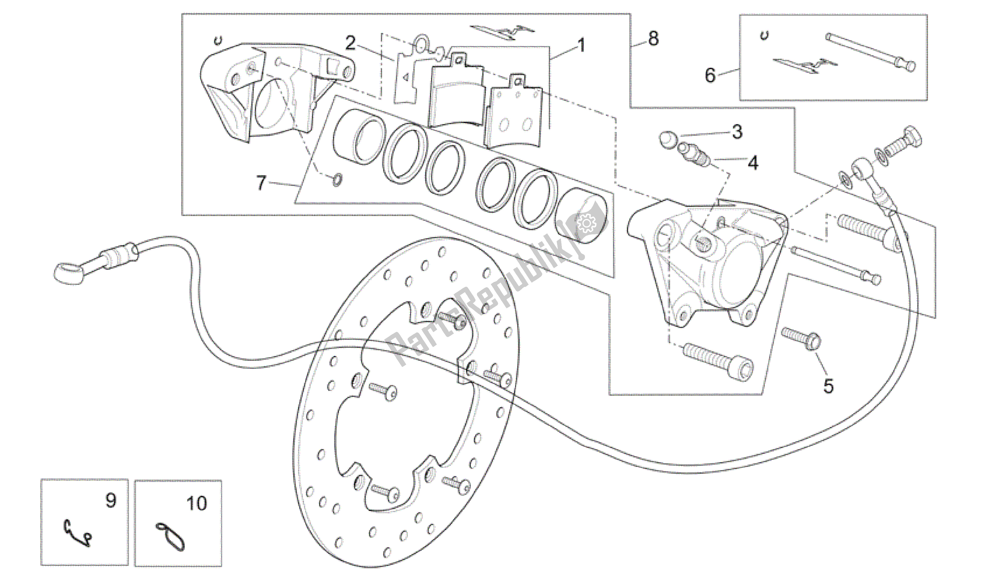 Alle Teile für das Bremssattel Hinten des Aprilia Scarabeo 125 2004 - 2006