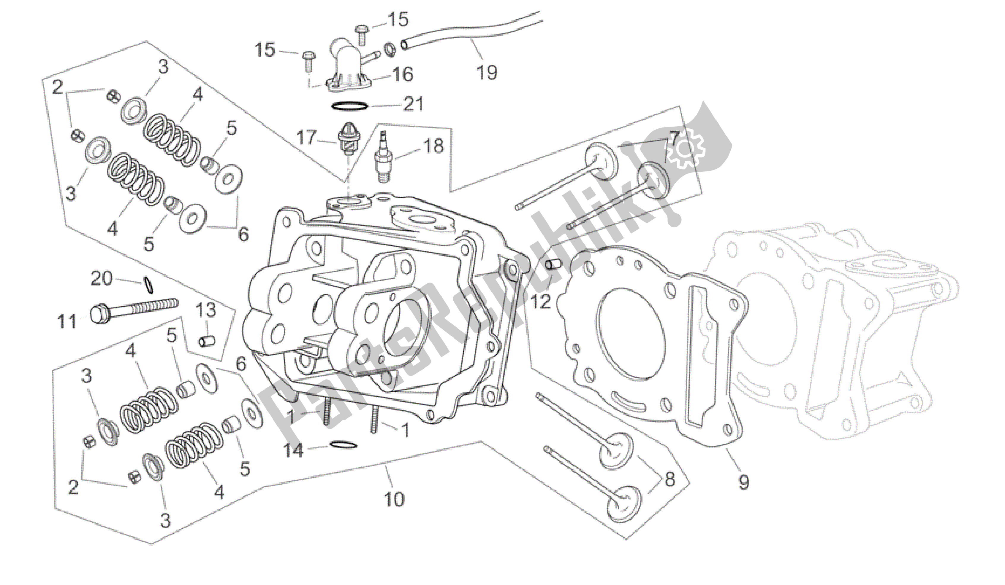 Toutes les pièces pour le Culasse du Aprilia Scarabeo 125 2004 - 2006