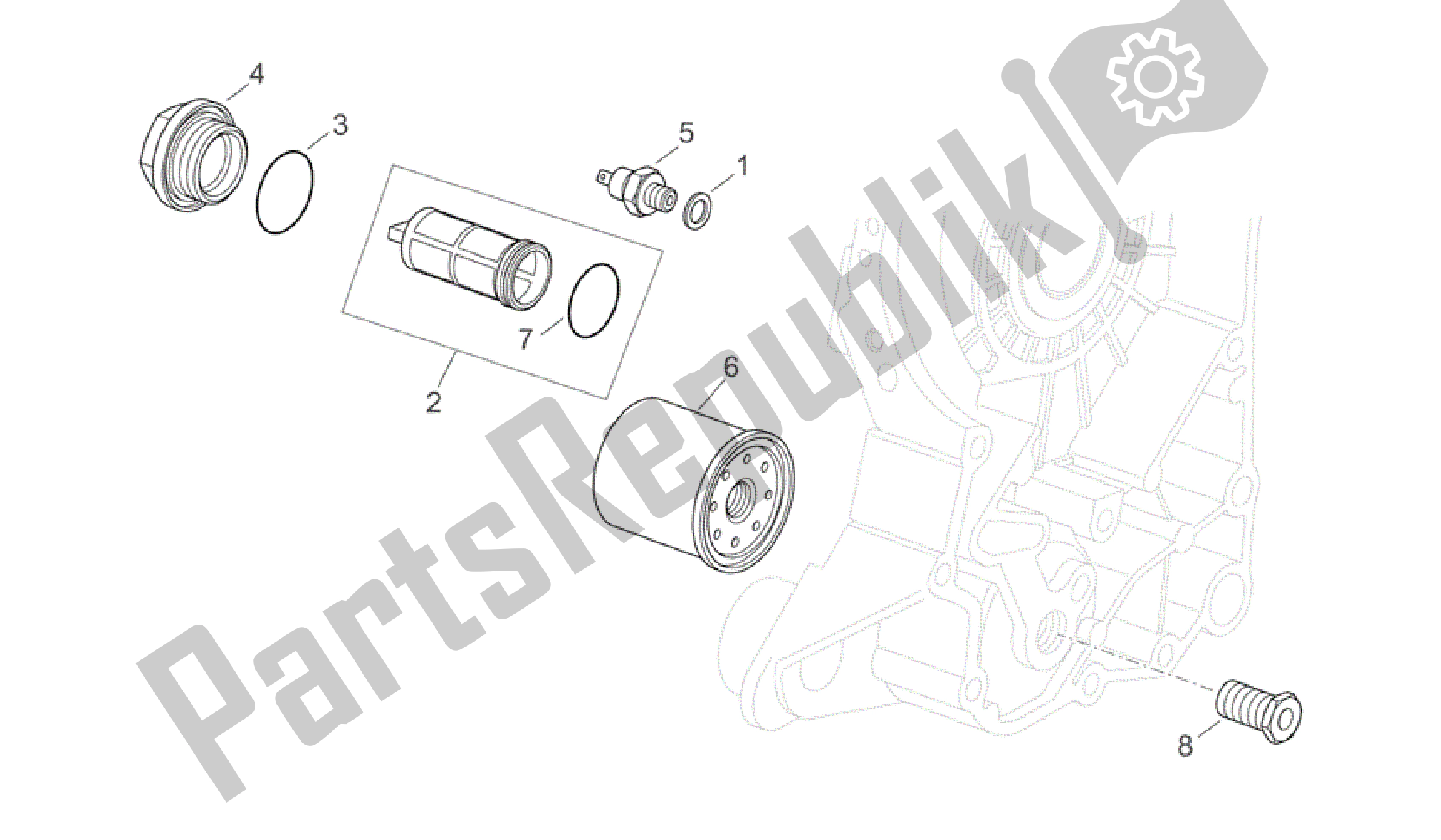 Tutte le parti per il Filtro Dell'olio del Aprilia Scarabeo 125 2004 - 2006