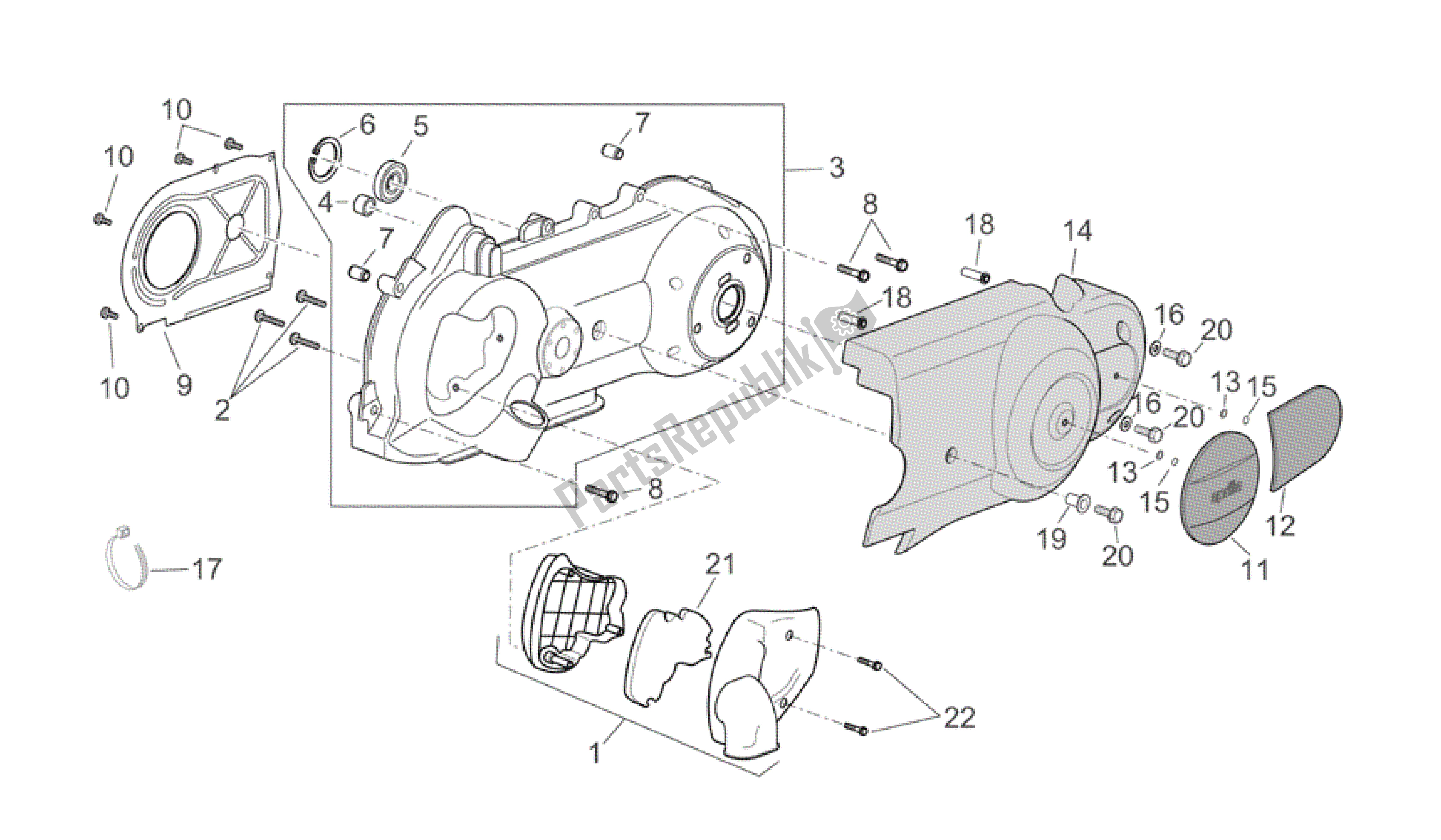 Todas las partes para Cubierta Del Variador de Aprilia Scarabeo 125 2004 - 2006