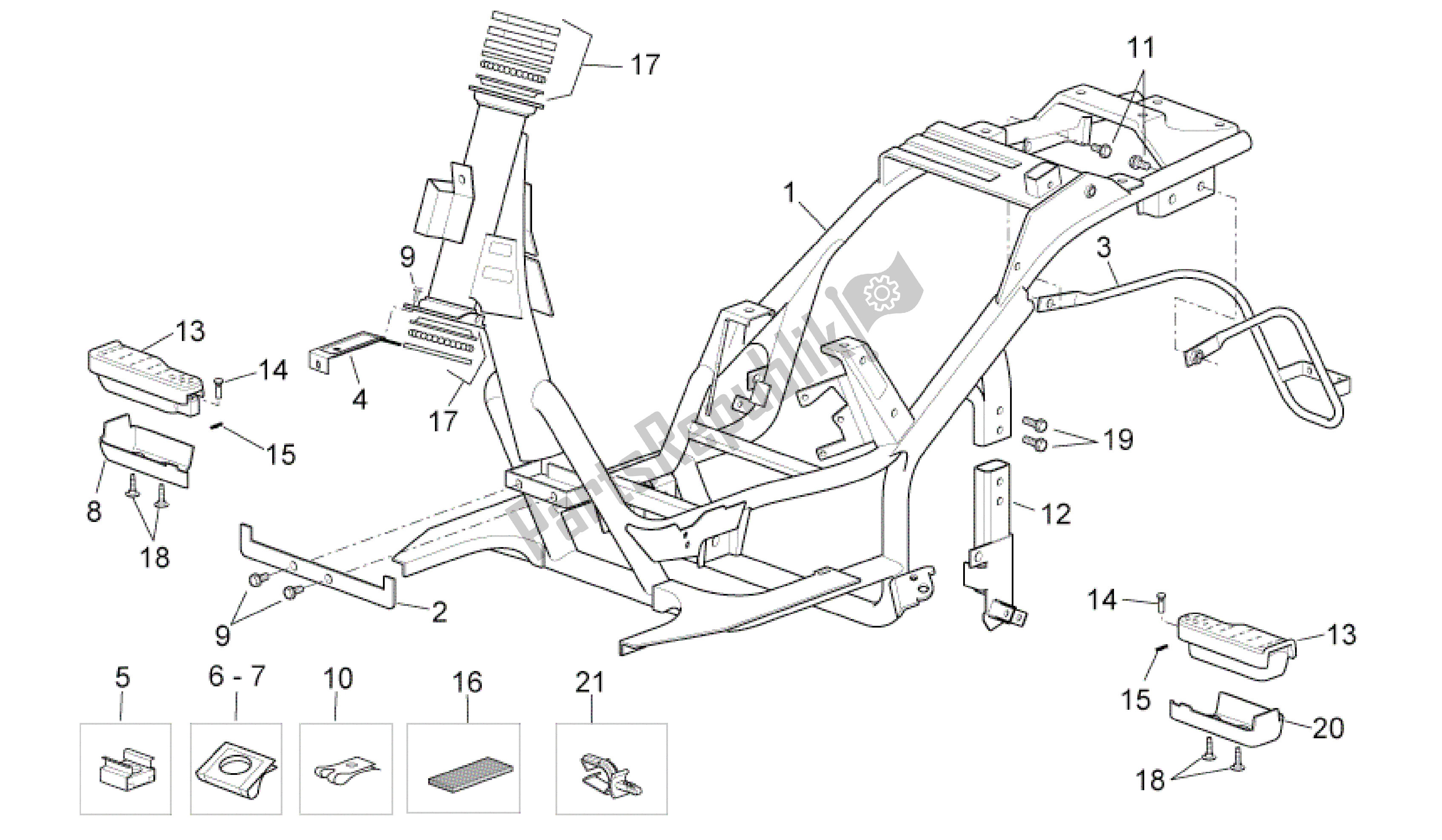 Alle Teile für das Rahmen des Aprilia Scarabeo 250 2004 - 2006