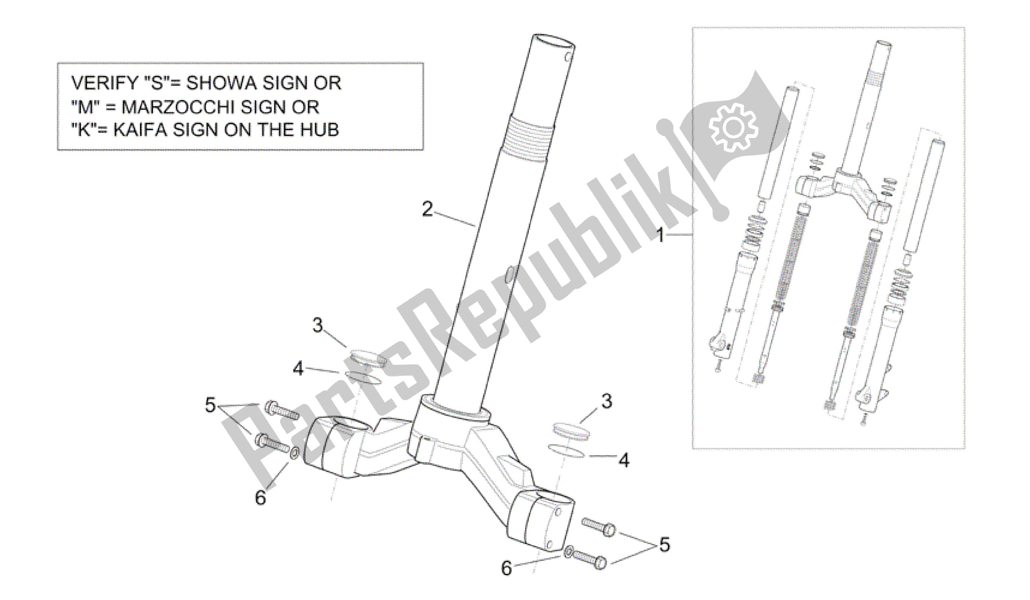 Toutes les pièces pour le Fourche Avant - Base De Tige du Aprilia Scarabeo 250 2004 - 2006