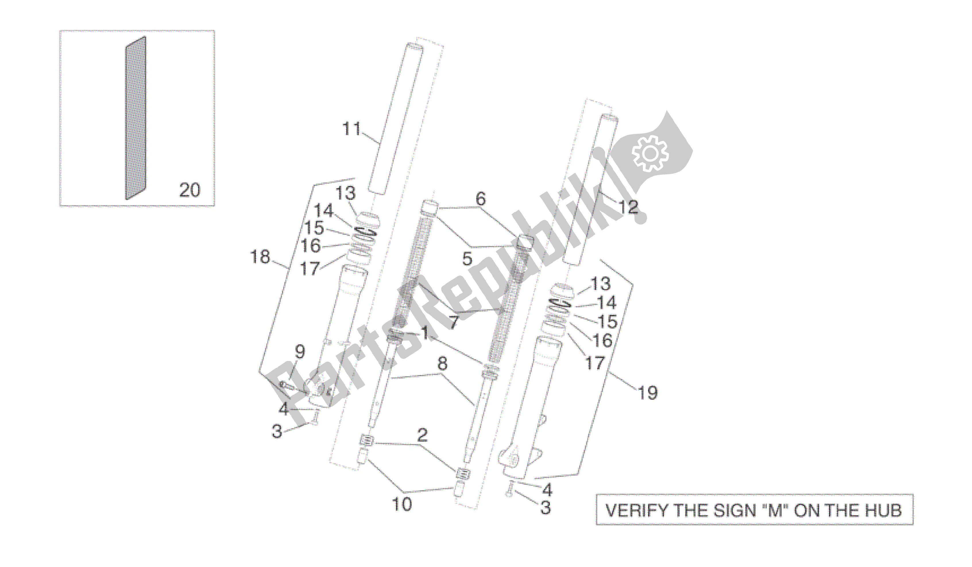 Toutes les pièces pour le Fourche Avant Marzocchi - Moyeux, Manchons du Aprilia Scarabeo 250 2004 - 2006