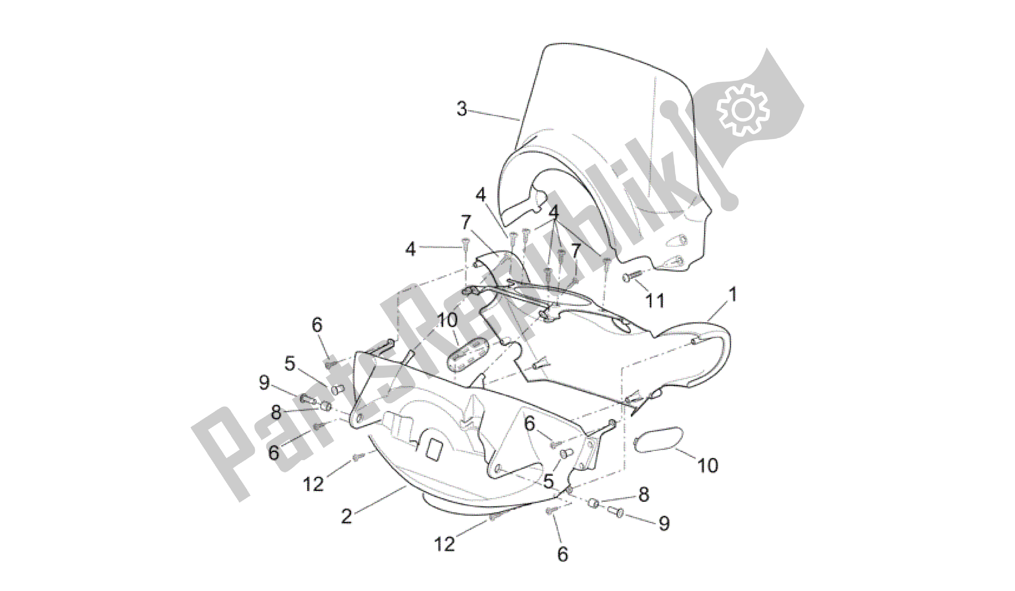 Todas as partes de Corpo Frontal - Carenagem Frontal do Aprilia Scarabeo 250 2004 - 2006