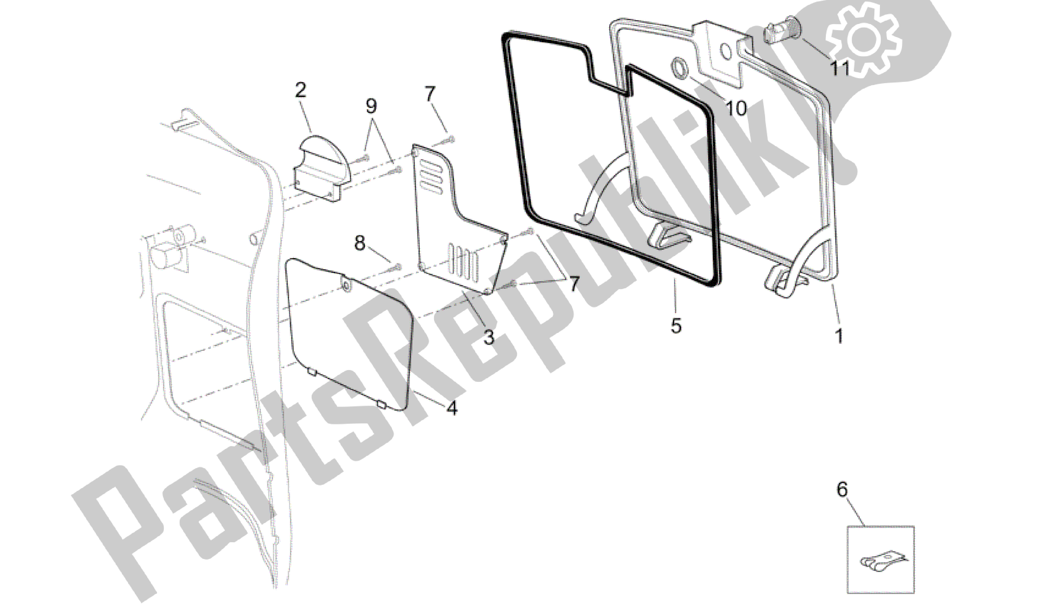 Todas as partes de Corpo Central I do Aprilia Scarabeo 250 2004 - 2006