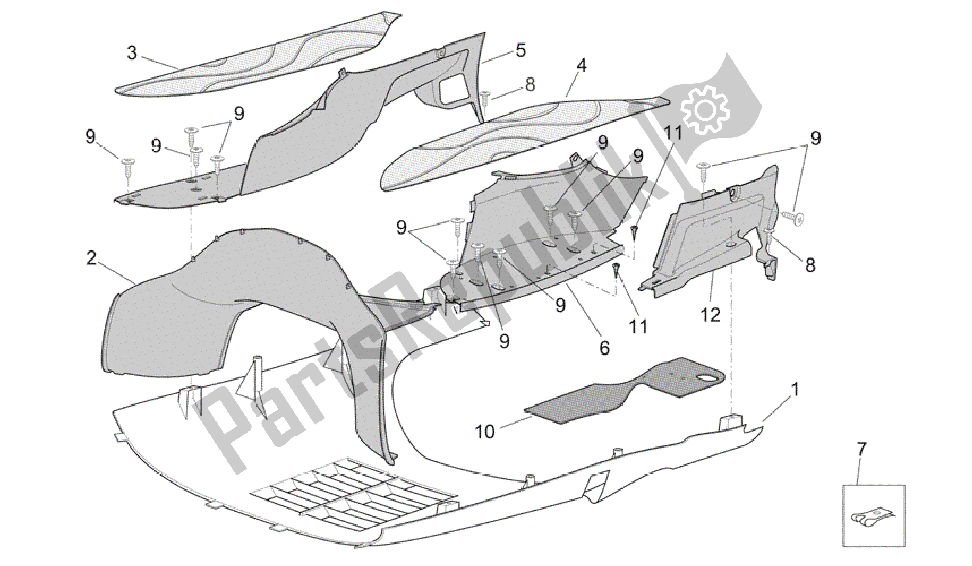 All parts for the Central Body Ii of the Aprilia Scarabeo 250 2004 - 2006