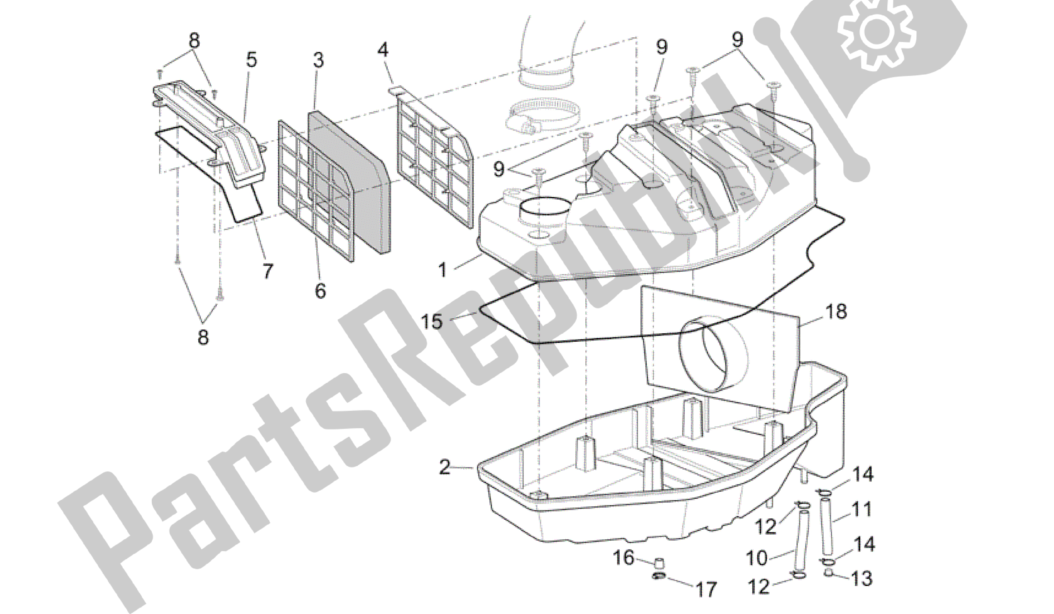 Todas las partes para Caja De Aire de Aprilia Scarabeo 250 2004 - 2006