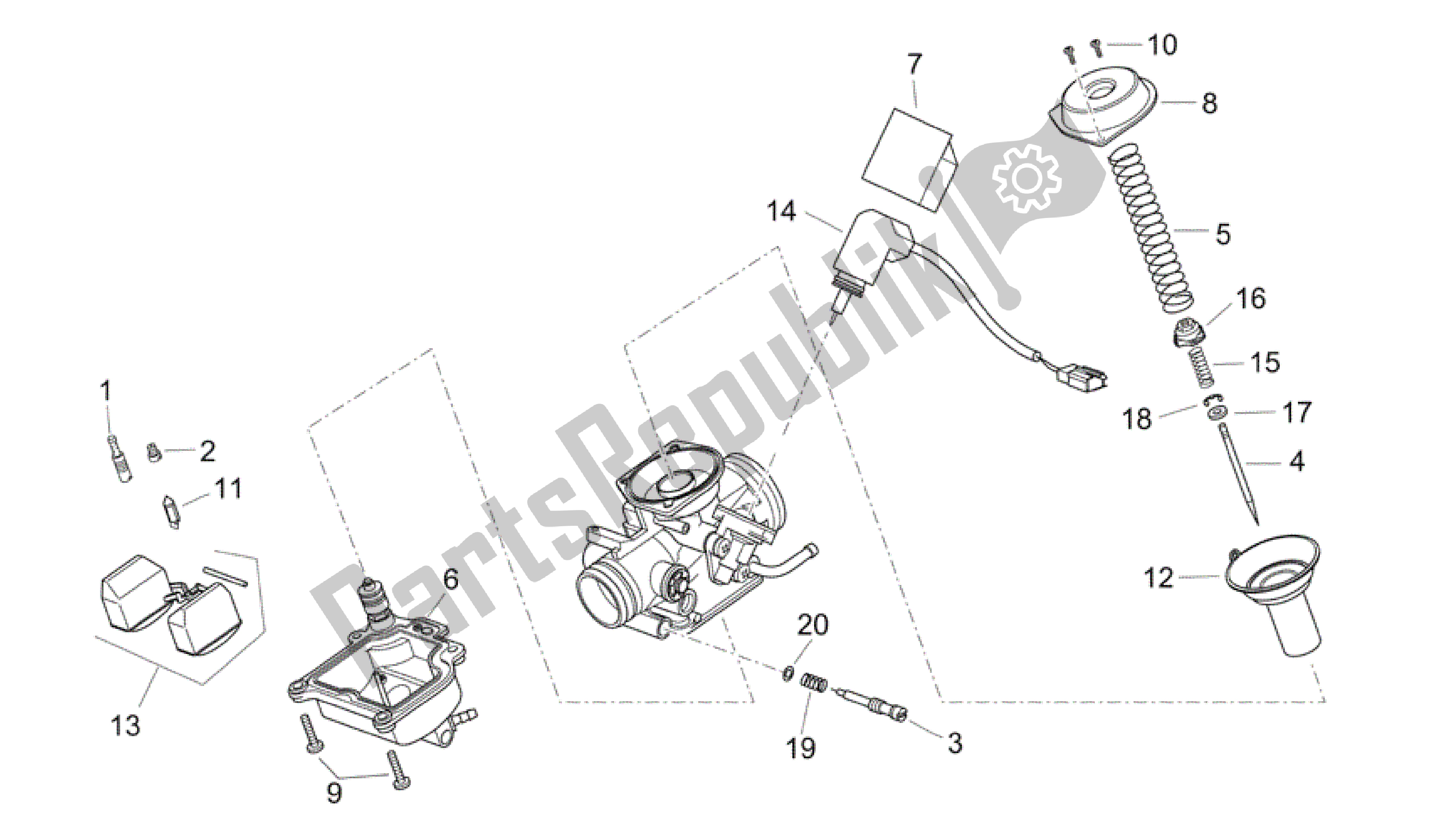 All parts for the Carburettor Ii of the Aprilia Scarabeo 250 2004 - 2006