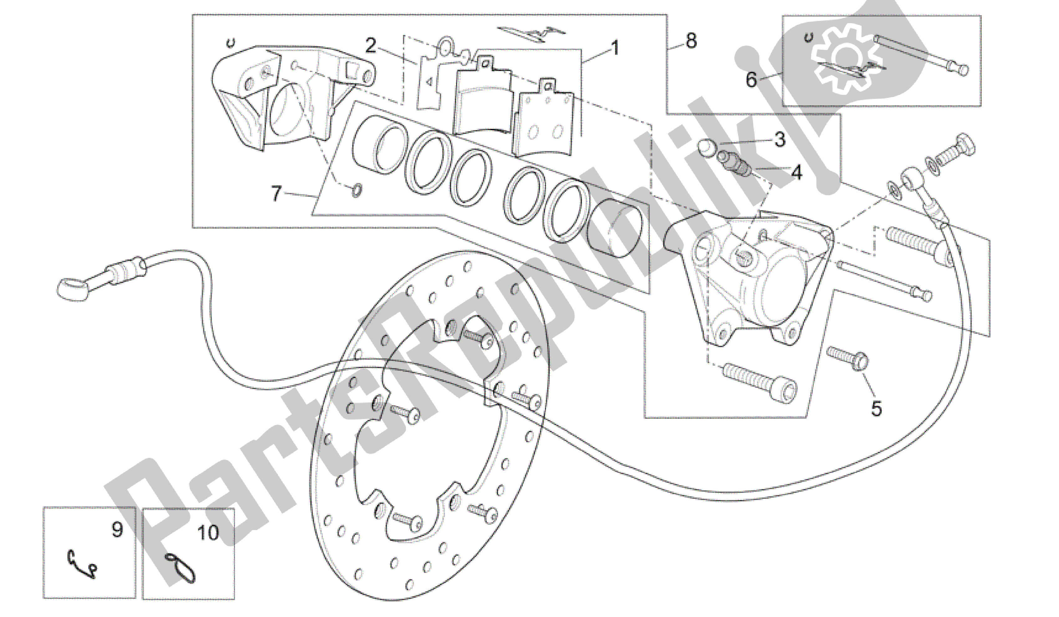 Alle Teile für das Bremssattel Hinten des Aprilia Scarabeo 250 2004 - 2006