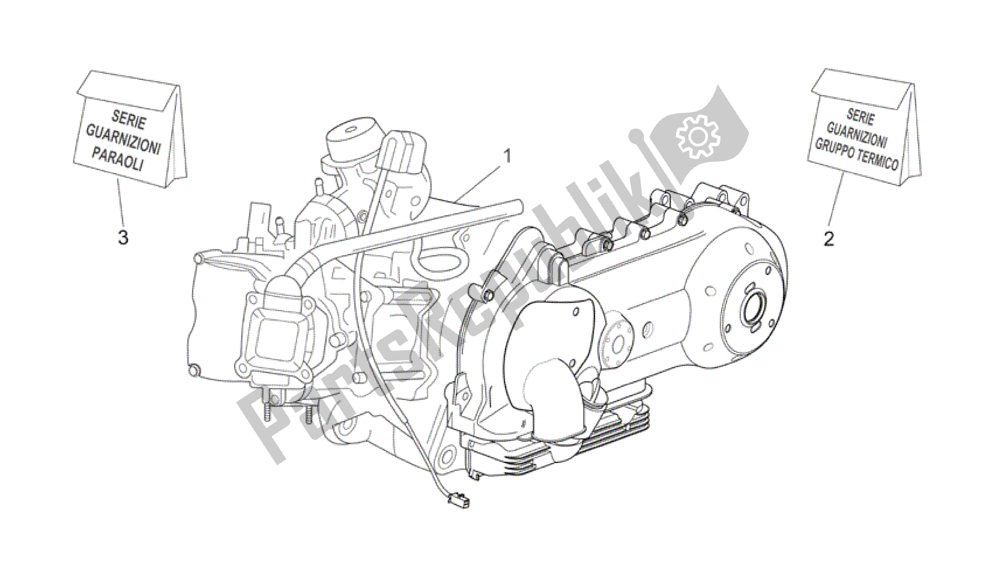 Alle onderdelen voor de Motor van de Aprilia Scarabeo 250 2004 - 2006