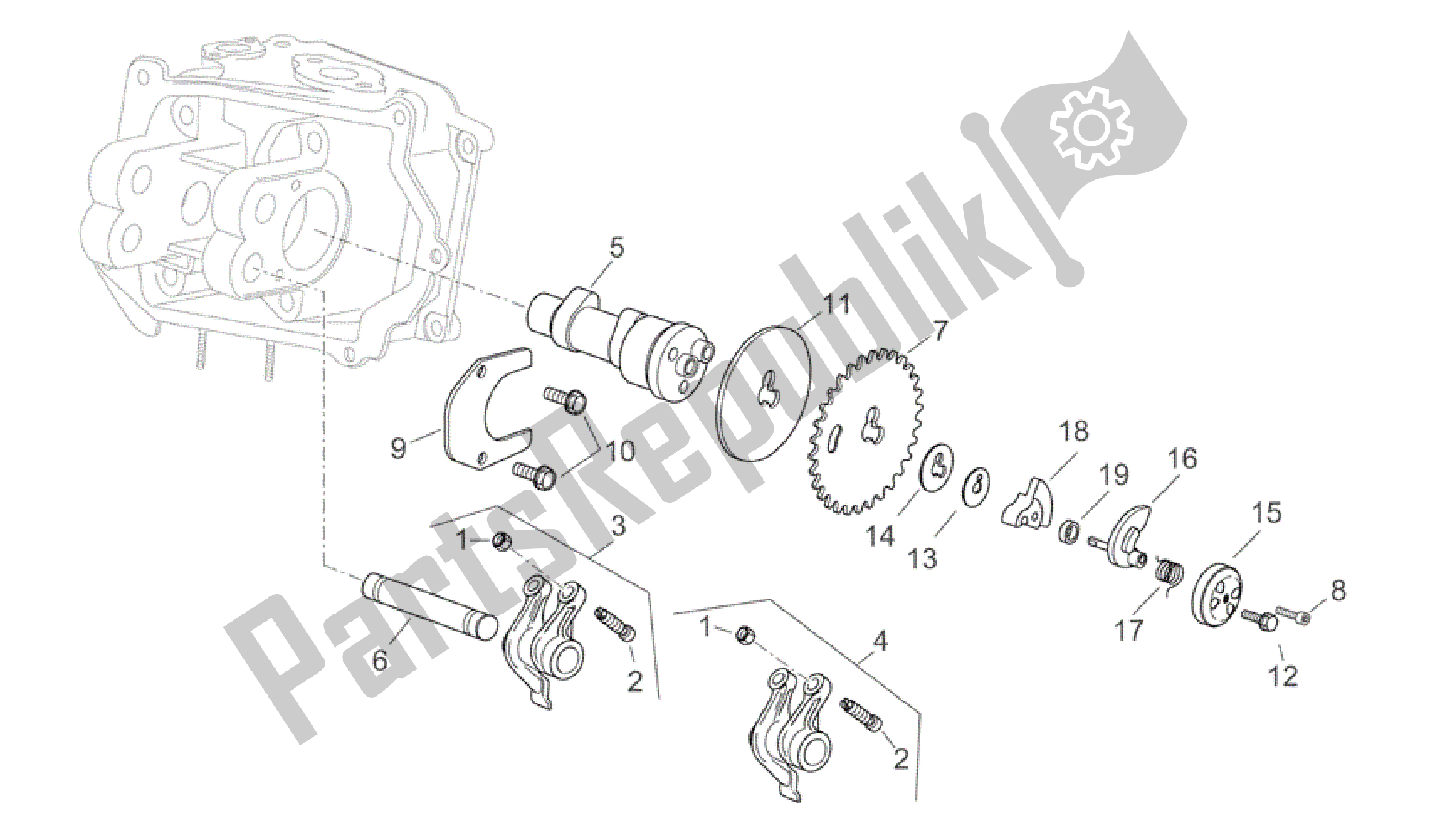 Toutes les pièces pour le Arbre à Cames du Aprilia Scarabeo 250 2004 - 2006