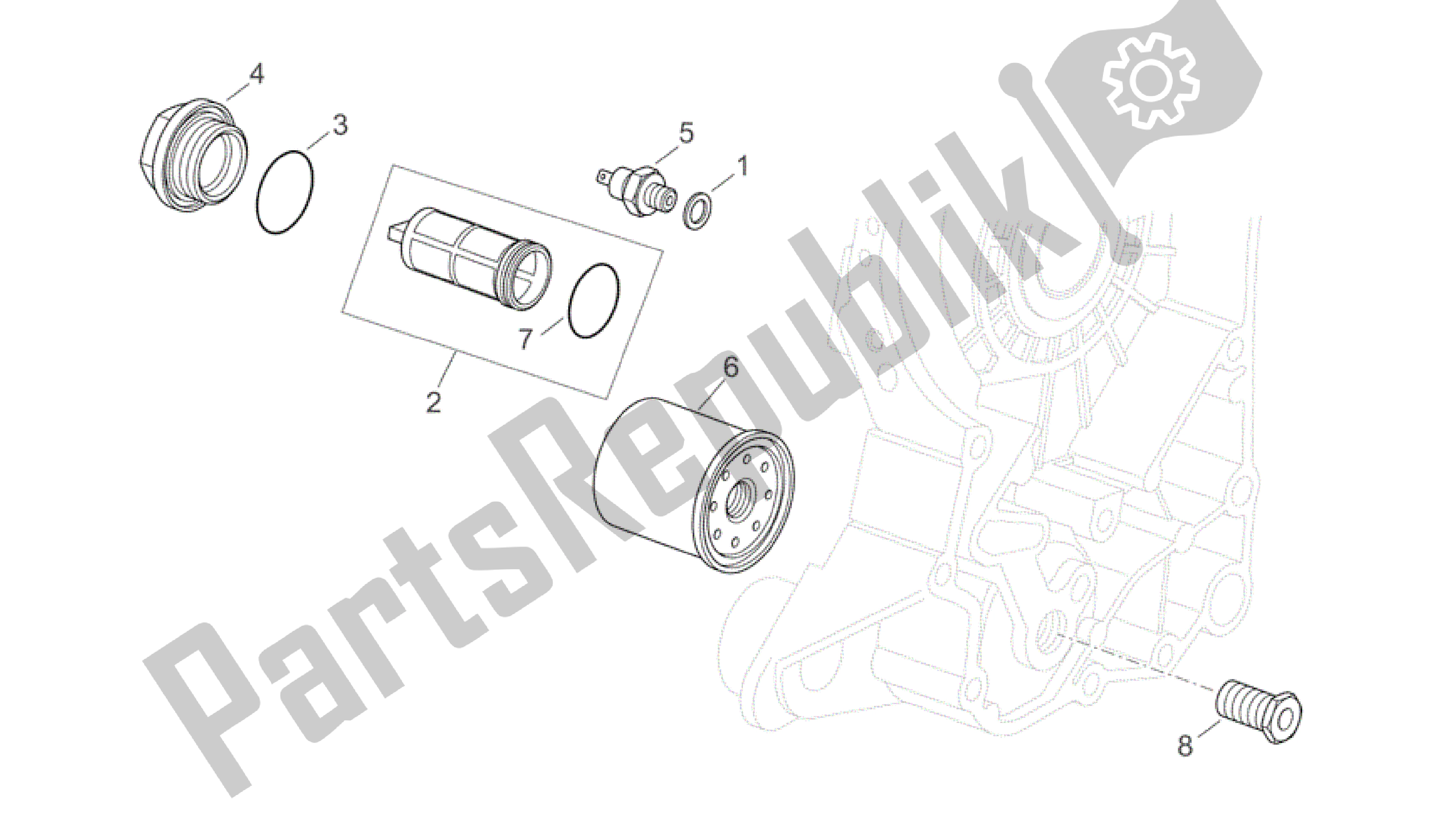 All parts for the Oil Filter of the Aprilia Scarabeo 250 2004 - 2006