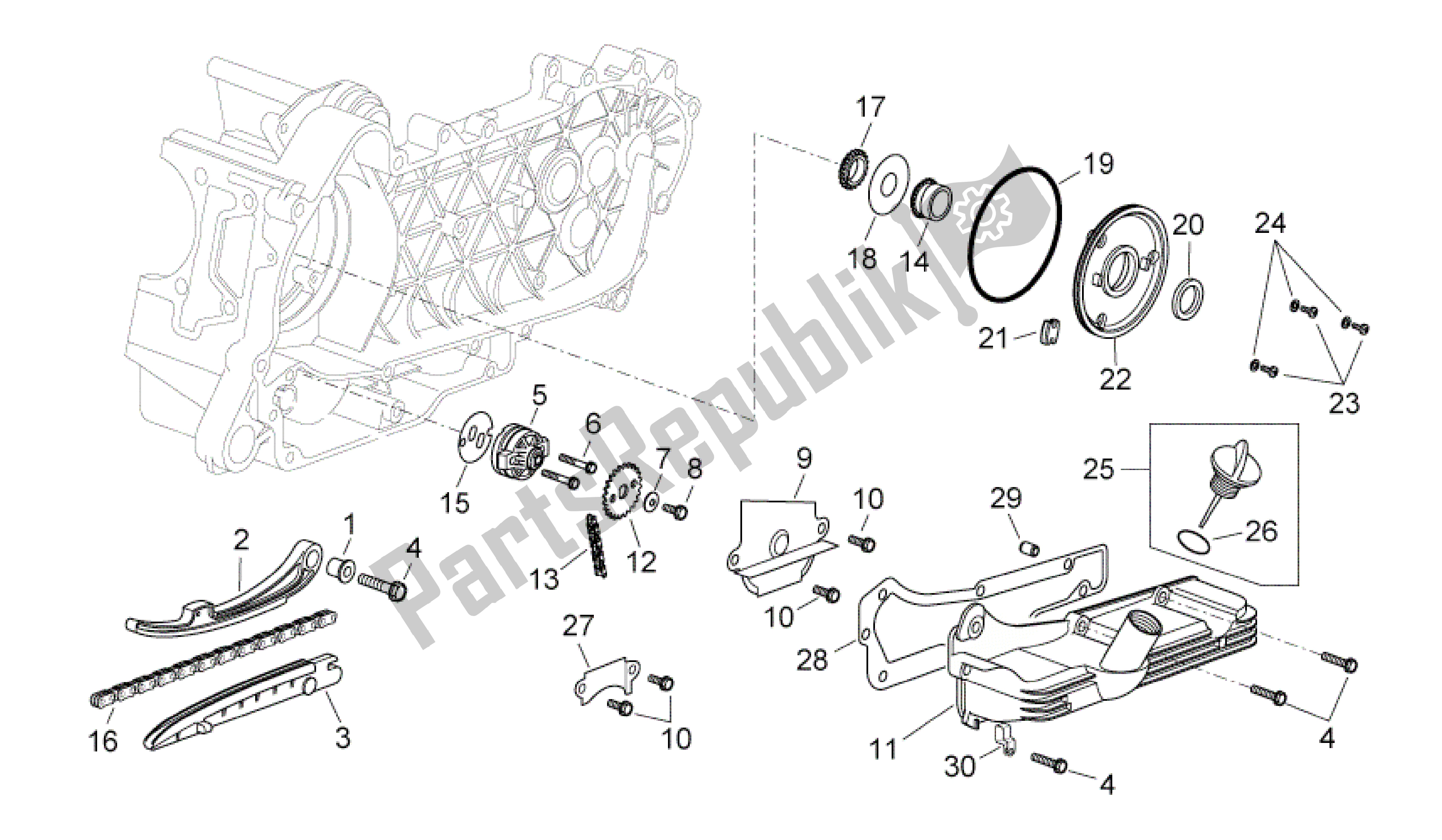 Alle Teile für das Ölpumpe des Aprilia Scarabeo 250 2004 - 2006