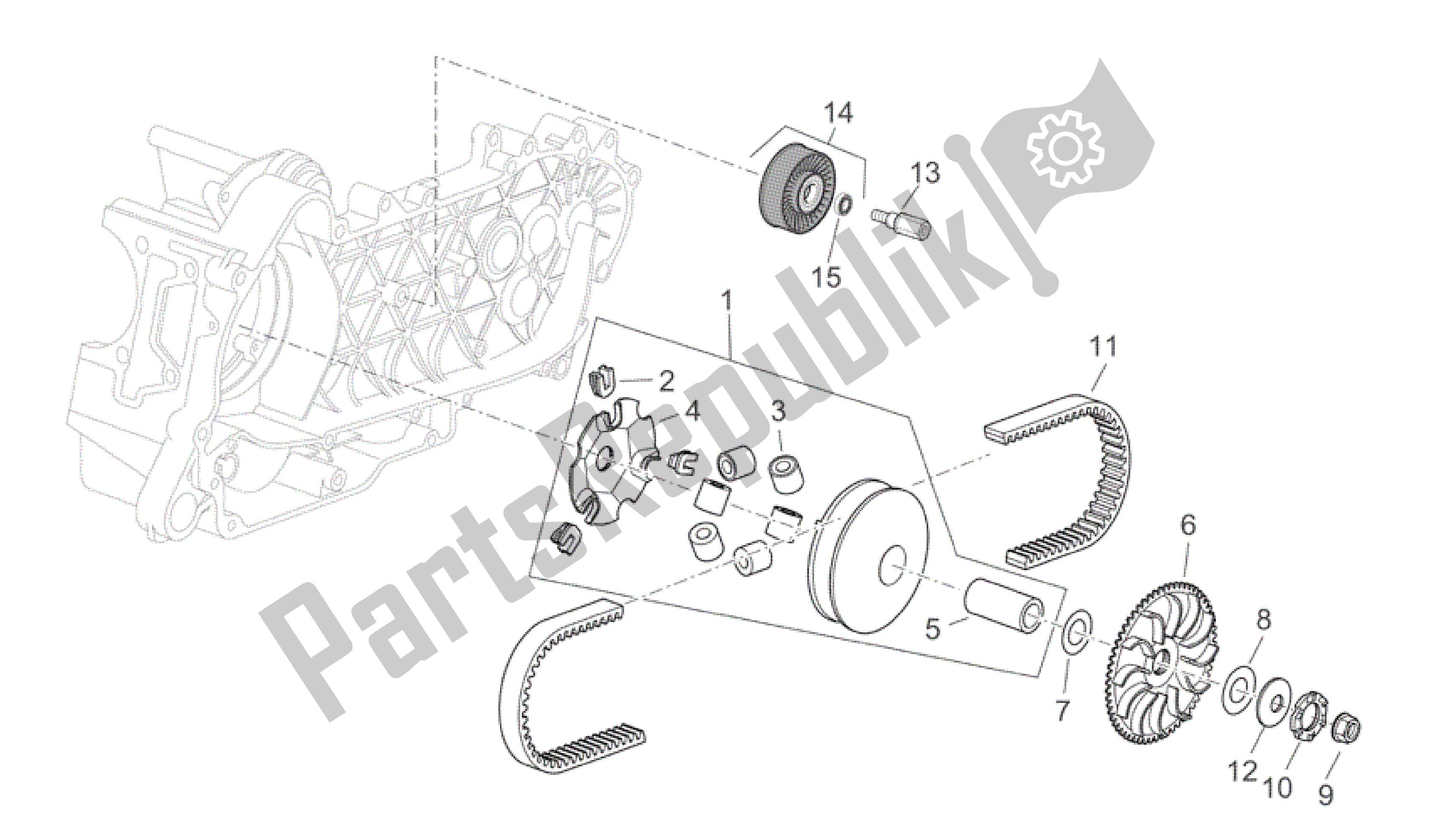 Alle Teile für das Variatorbaugruppe des Aprilia Scarabeo 250 2004 - 2006