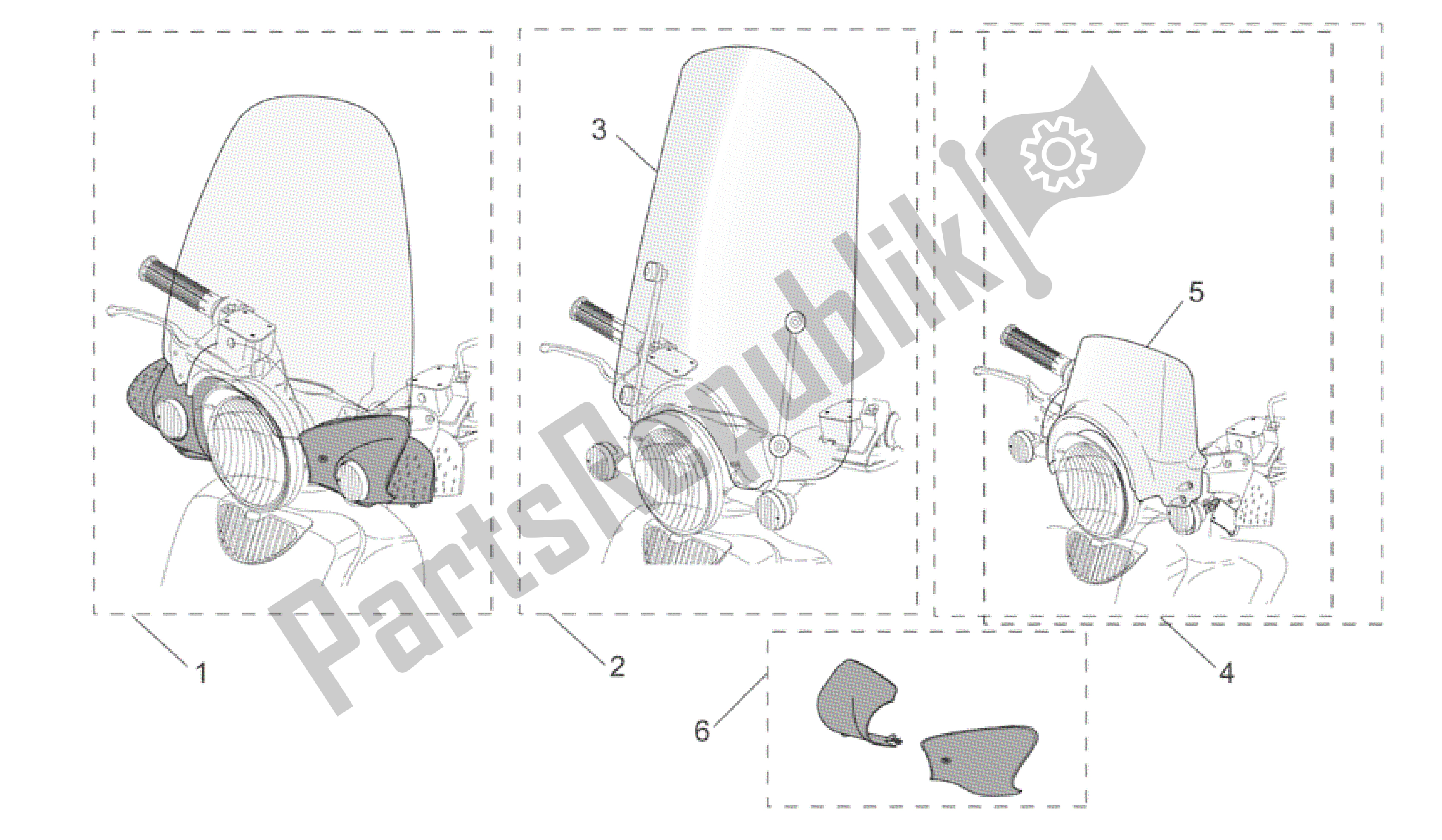 Toutes les pièces pour le Acc. - Pare-brise du Aprilia Scarabeo 250 2004 - 2006