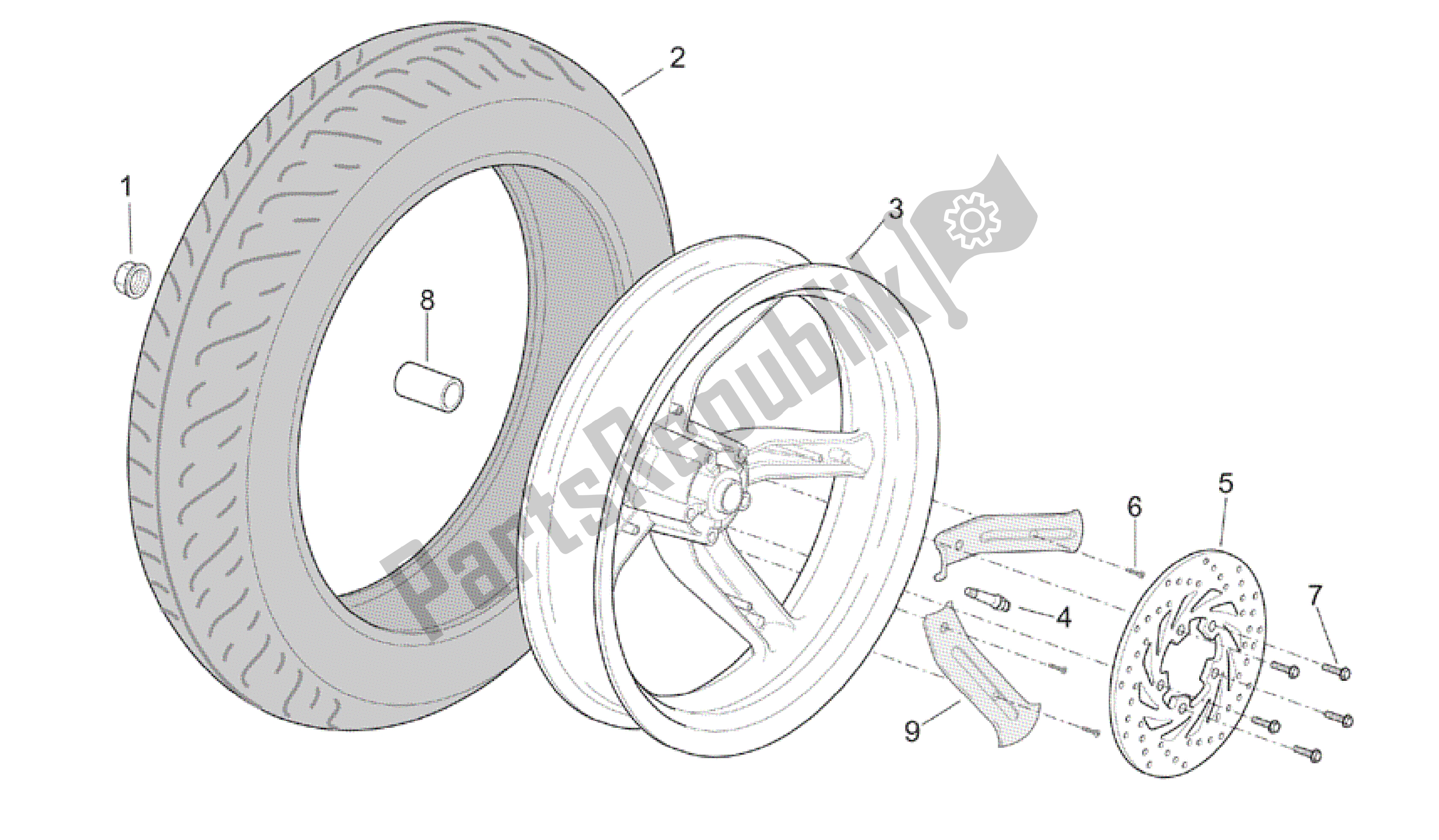 Toutes les pièces pour le Roue Arrière du Aprilia Scarabeo 125 1999 - 2004