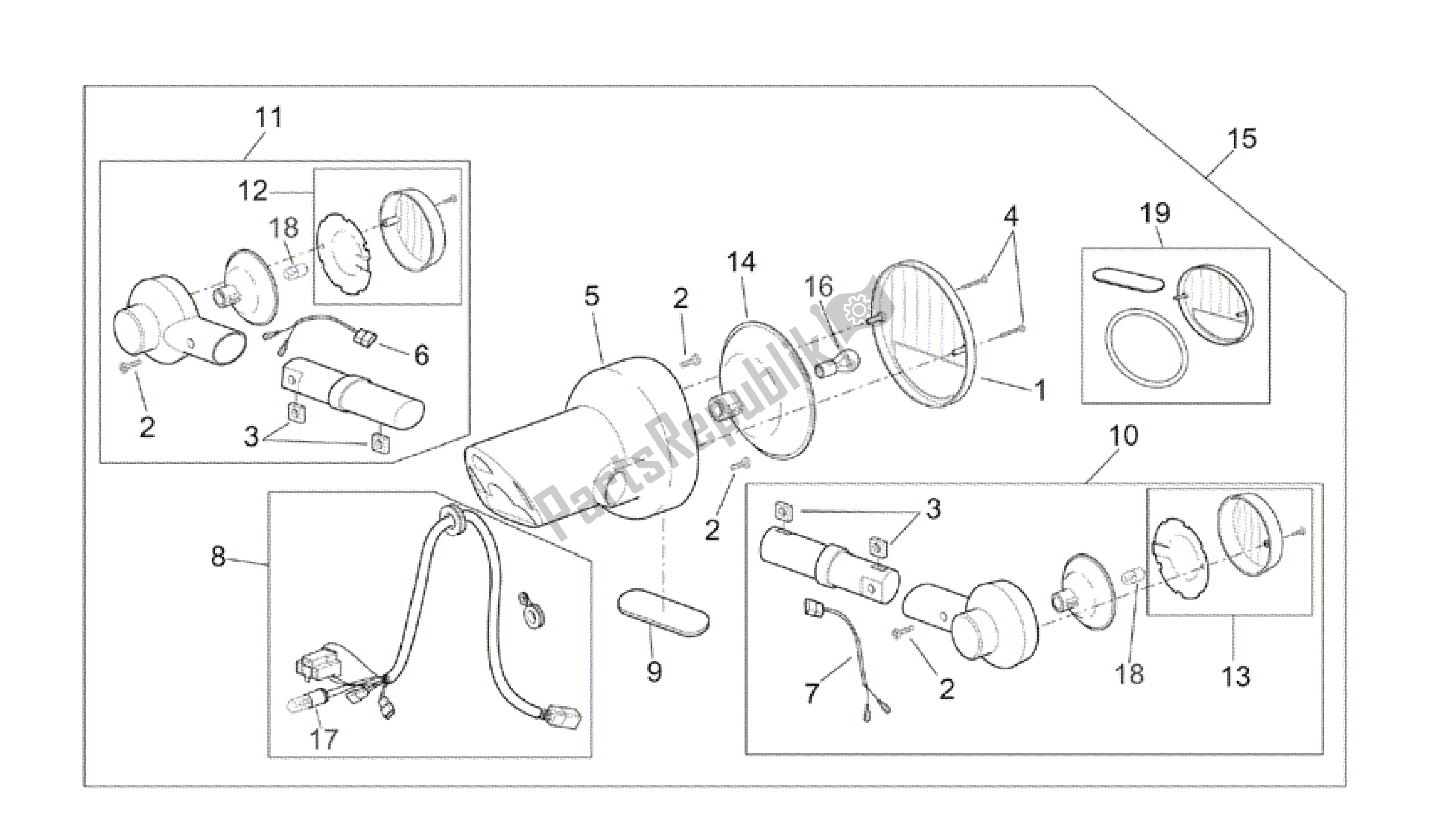 Toutes les pièces pour le Feu Arrière du Aprilia Scarabeo 125 1999 - 2004