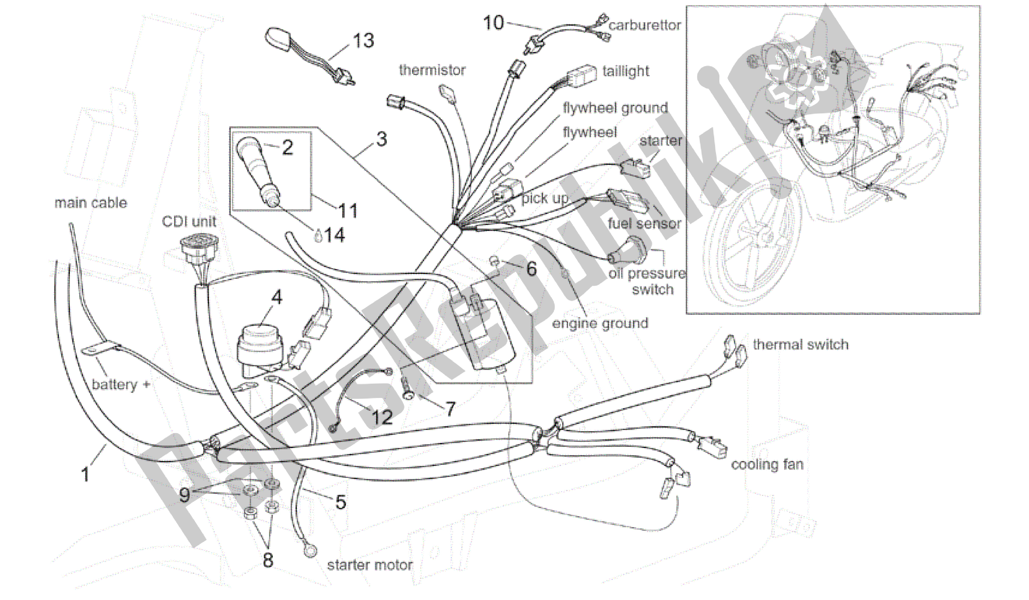 All parts for the Electrical System Ii of the Aprilia Scarabeo 125 1999 - 2004