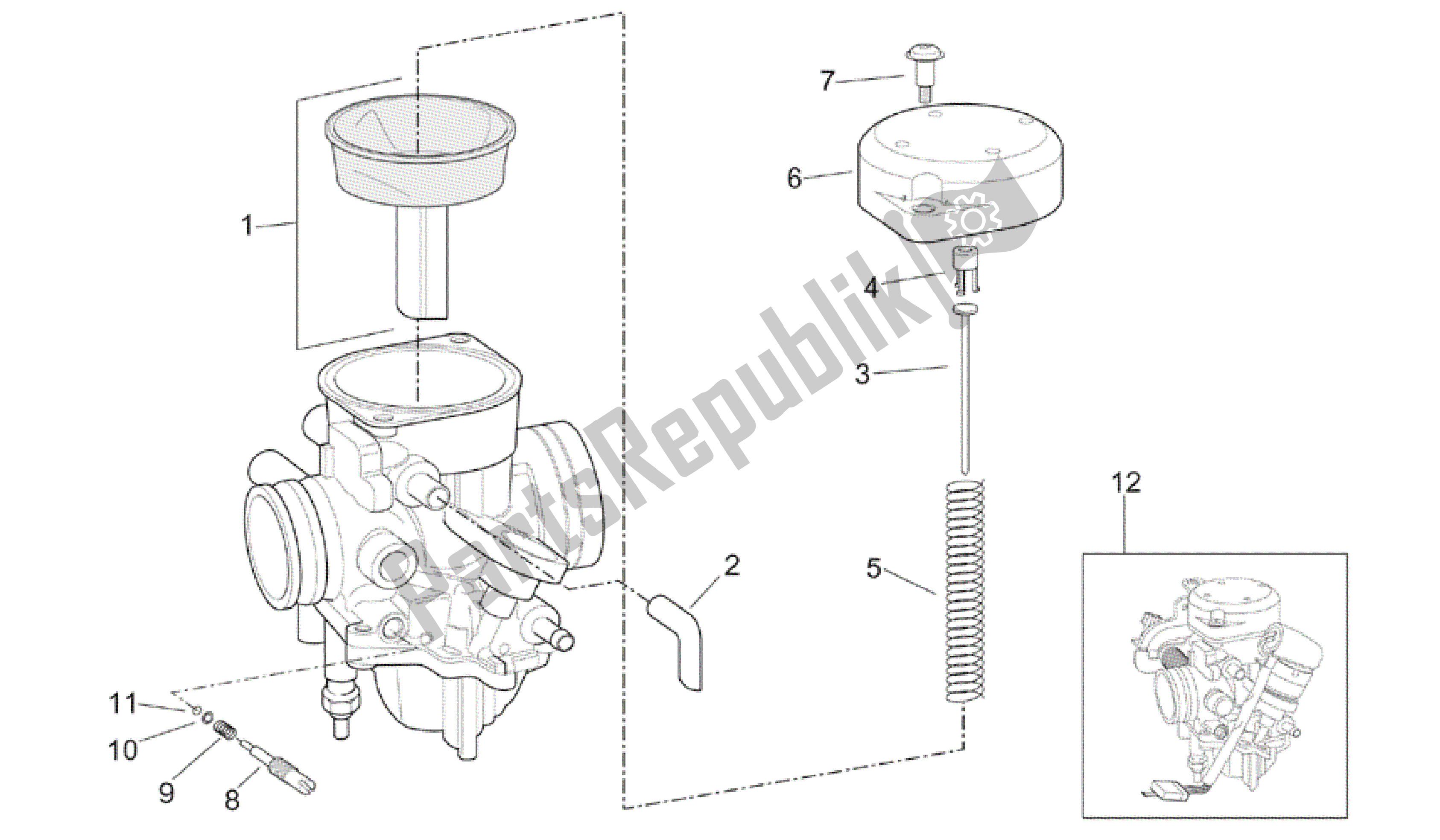 Tutte le parti per il Carburatore Ii del Aprilia Scarabeo 125 1999 - 2004