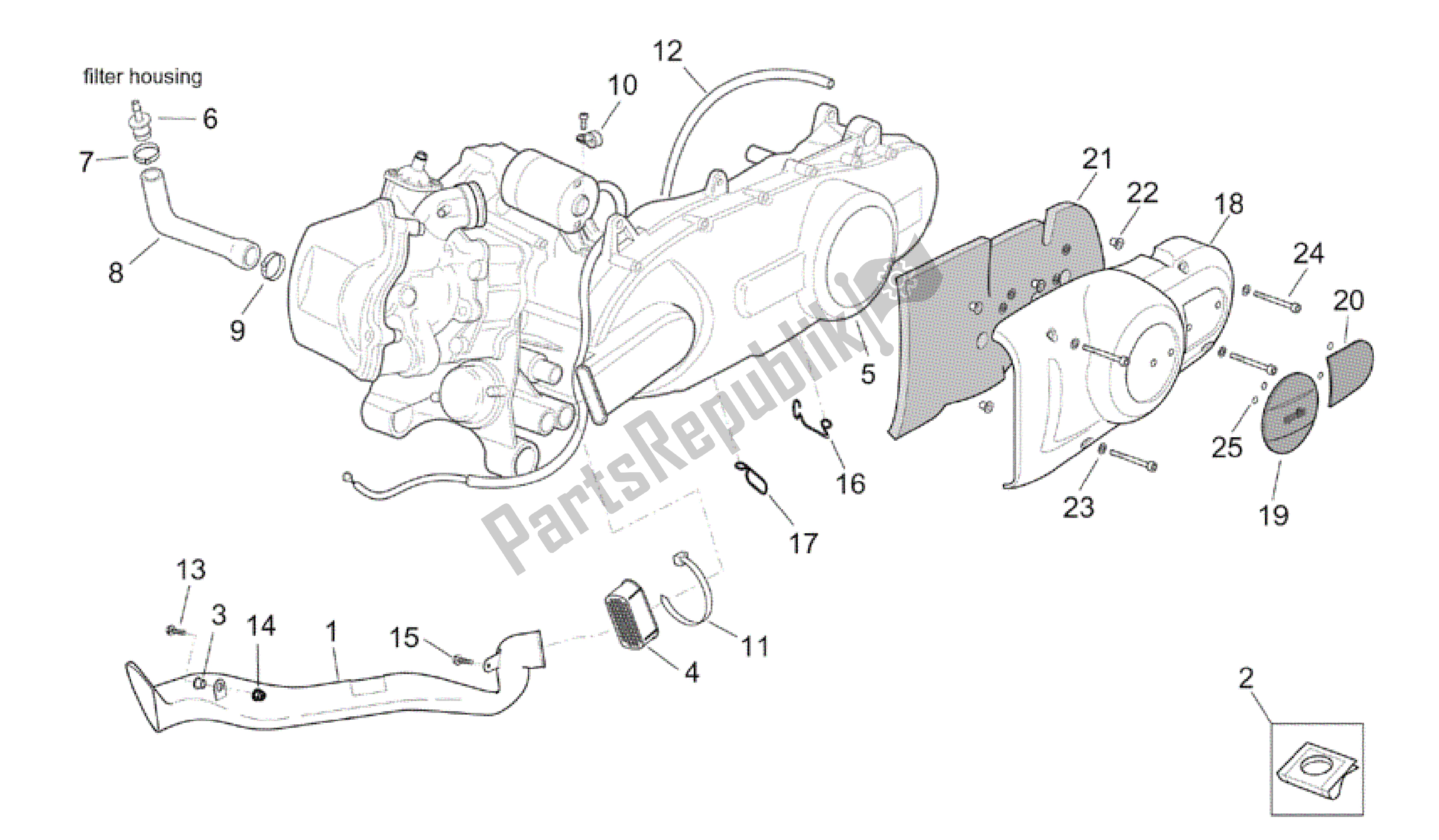 Todas as partes de Montagem De Motor do Aprilia Scarabeo 125 1999 - 2004