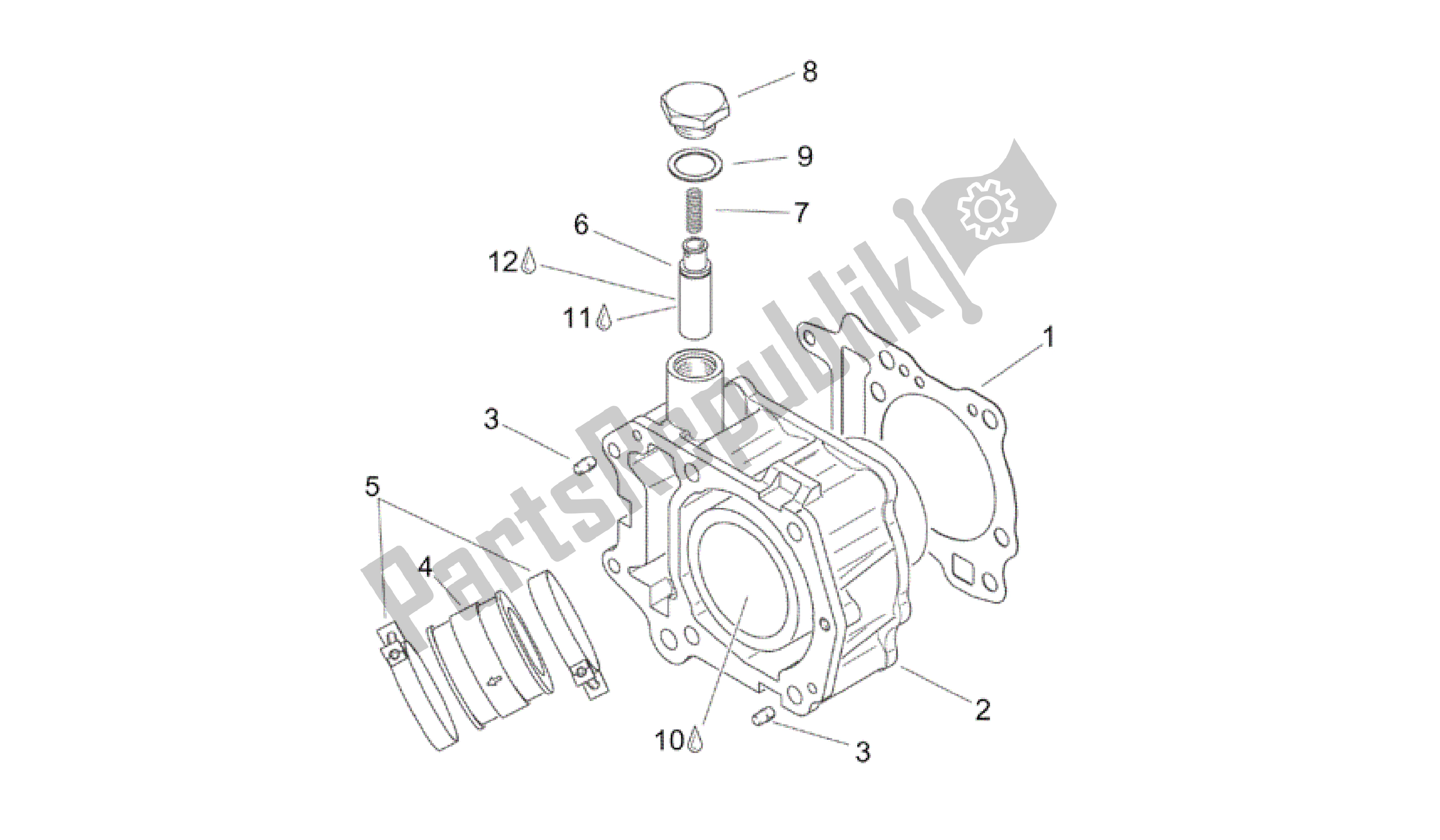 All parts for the Cylinder of the Aprilia Scarabeo 125 1999 - 2004