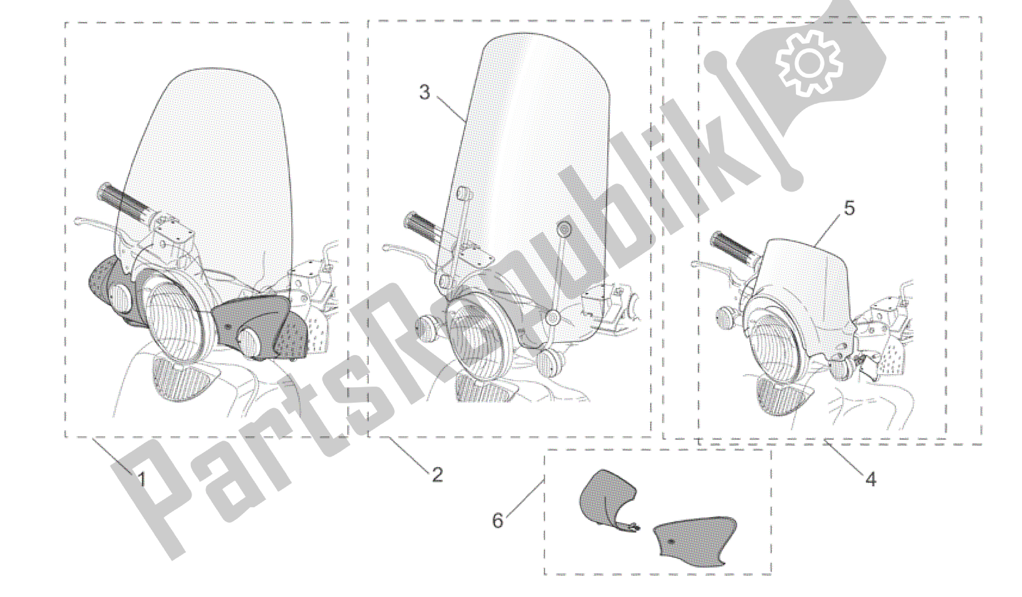 All parts for the Acc. - Windshields of the Aprilia Scarabeo 125 1999 - 2004