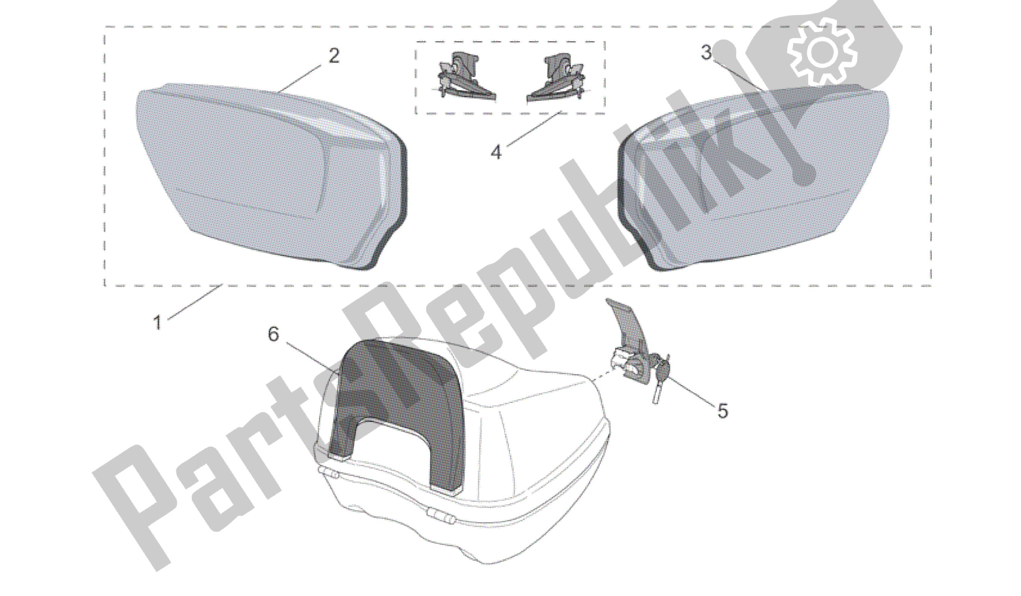 All parts for the Acc. - Top/cases, Side Cases of the Aprilia Scarabeo 125 1999 - 2004