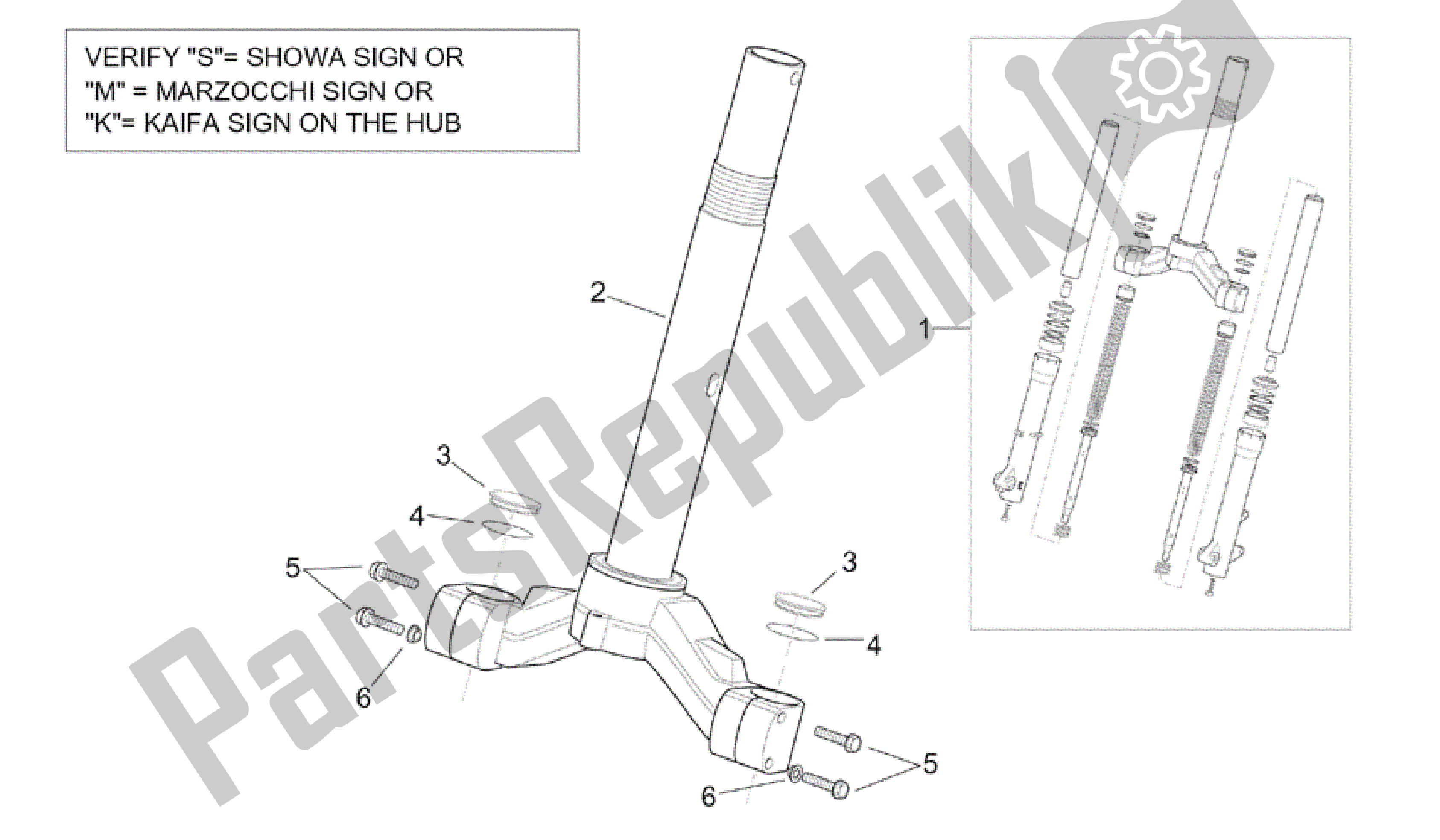 Todas as partes de Garfo Dianteiro - Base Da Haste do Aprilia Scarabeo 125 1999 - 2004