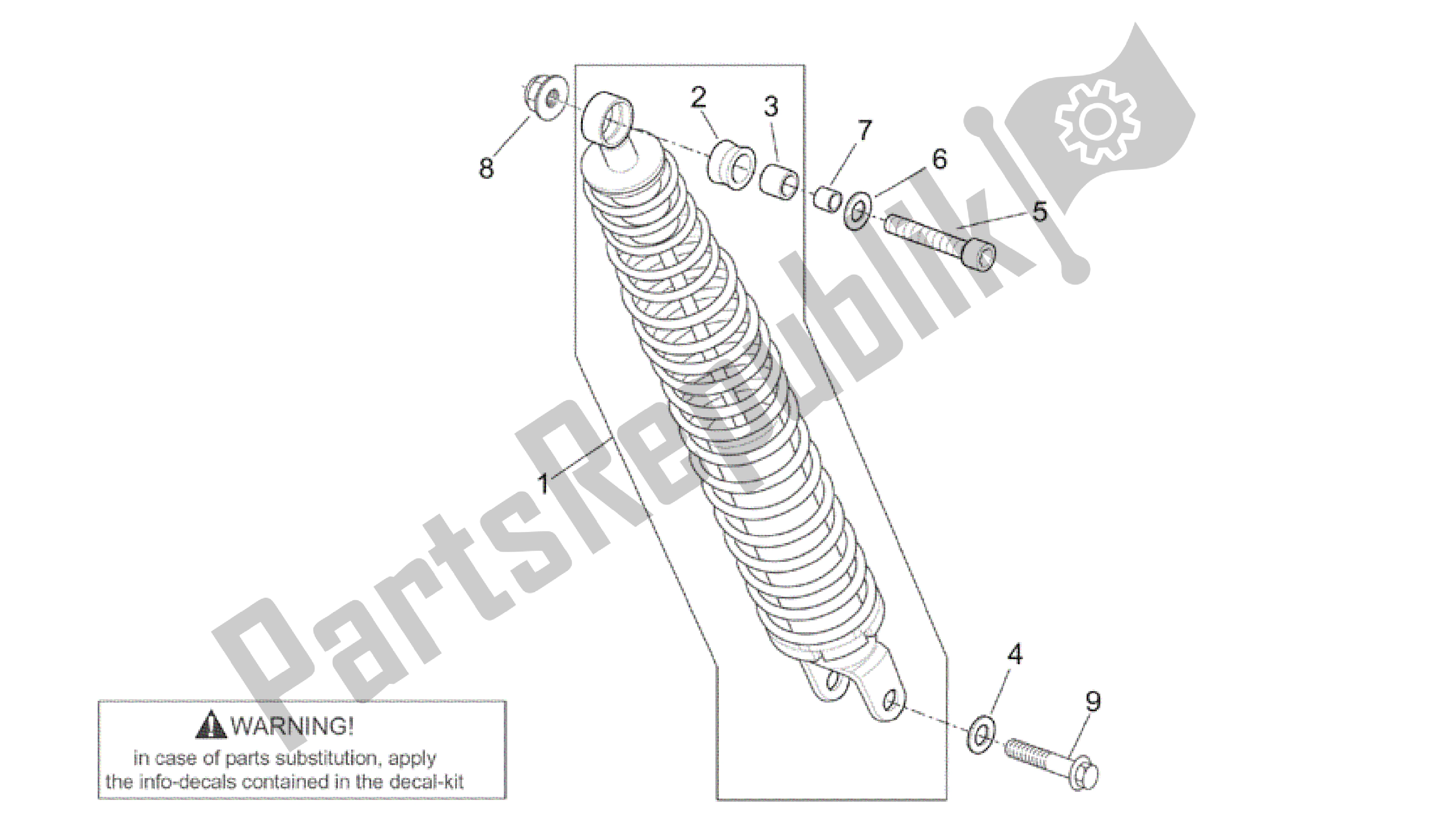 All parts for the Rear Shock Absorber of the Aprilia Scarabeo 125 1999 - 2004