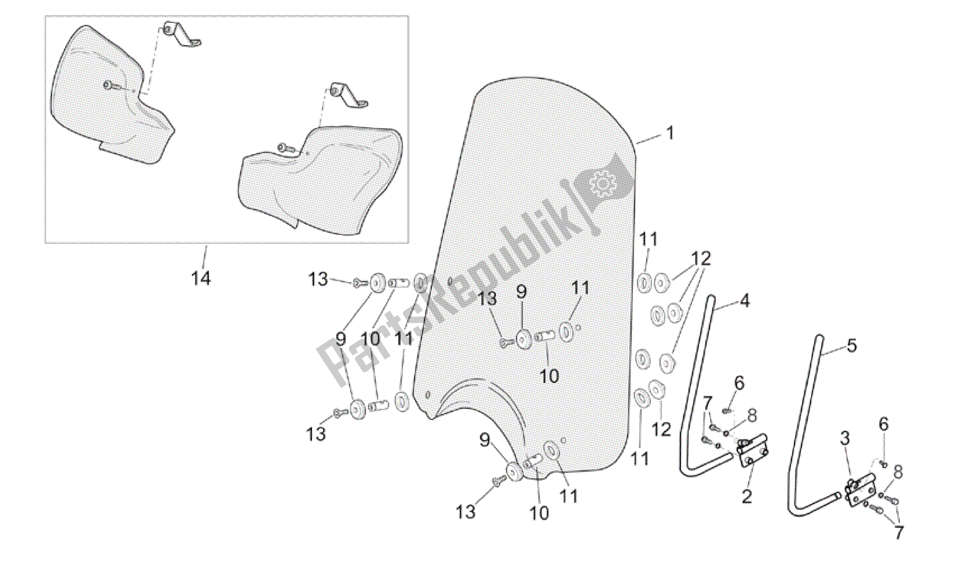 Toutes les pièces pour le Corps Avant - Handguard Ii du Aprilia Scarabeo 125 1999 - 2004