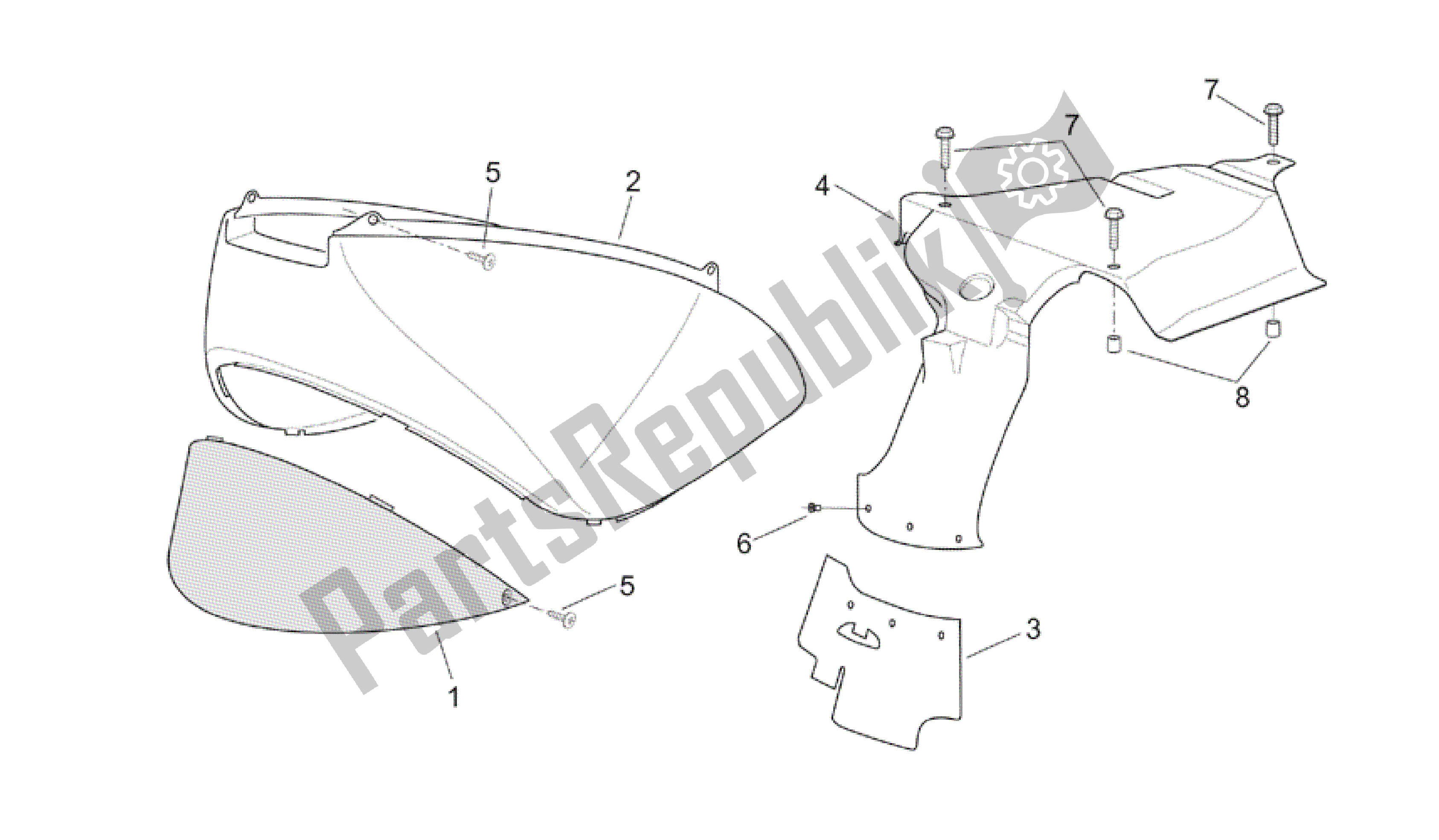 All parts for the Rear Body I of the Aprilia Scarabeo 125 1999 - 2004