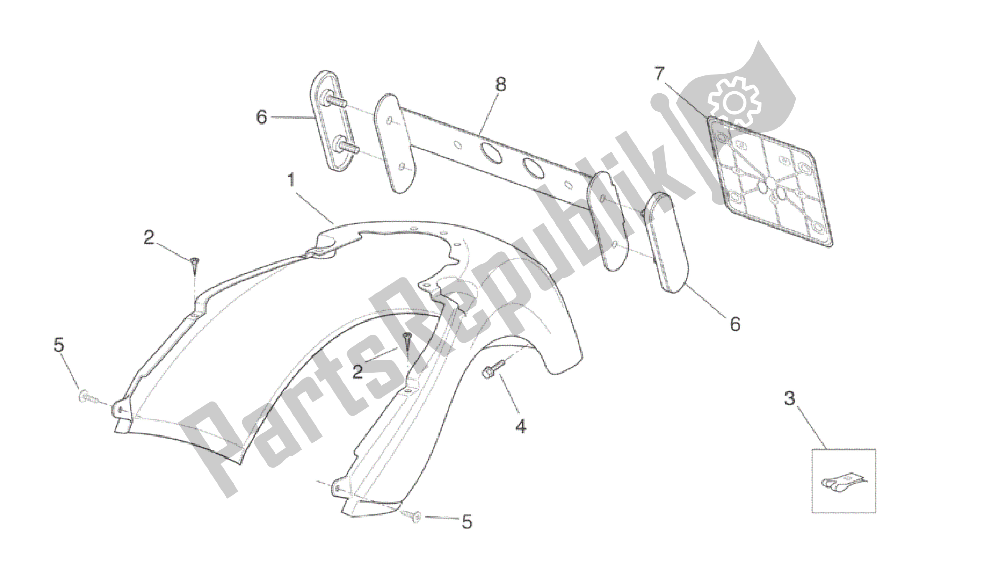 Todas las partes para Cuerpo Trasero Ii de Aprilia Scarabeo 125 1999 - 2004