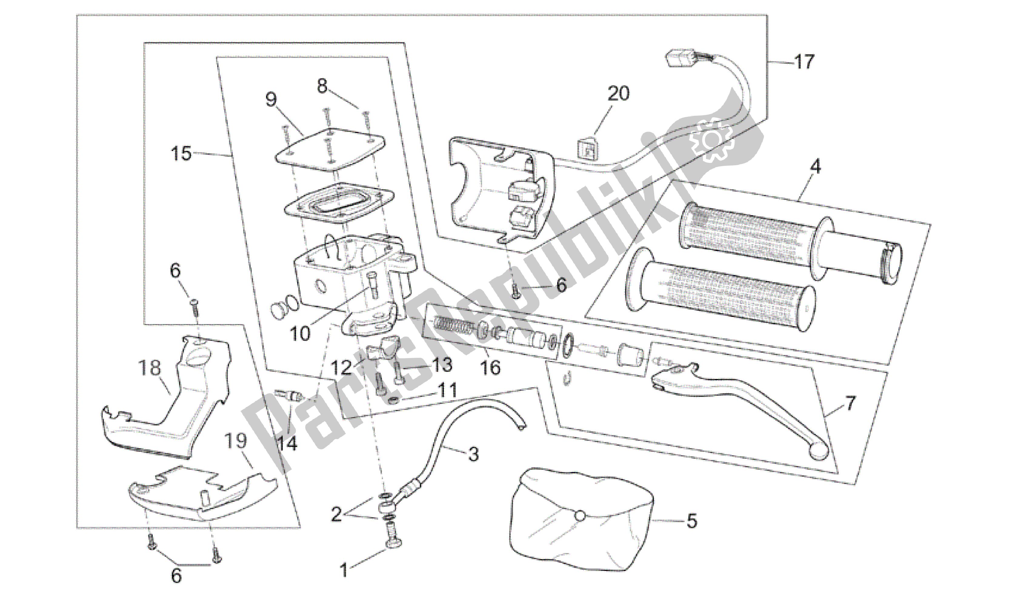 Todas as partes de Lh Controles do Aprilia Scarabeo 125 1999 - 2004