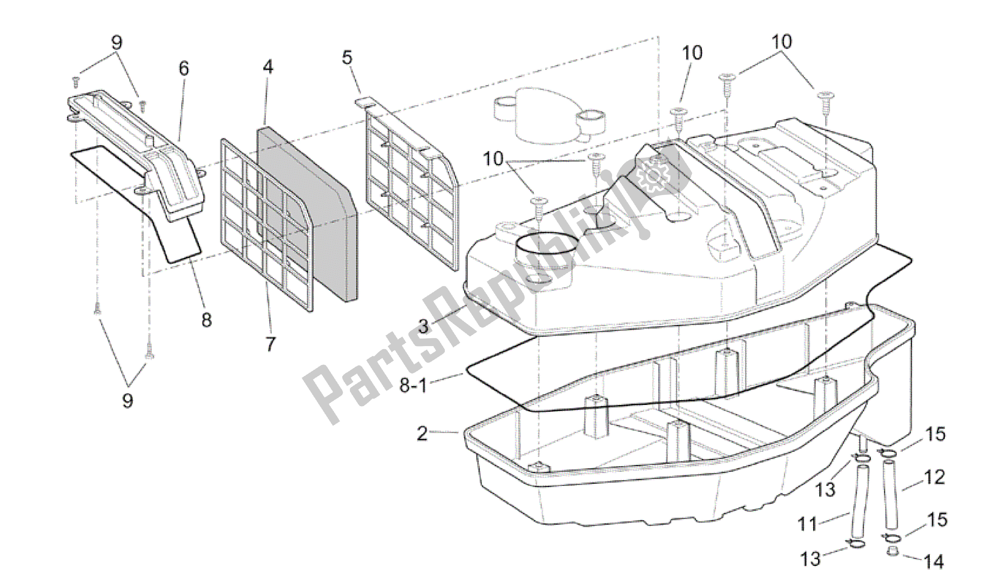 Todas las partes para Caja De Aire De La Versión Anterior de Aprilia Scarabeo 125 1999 - 2004