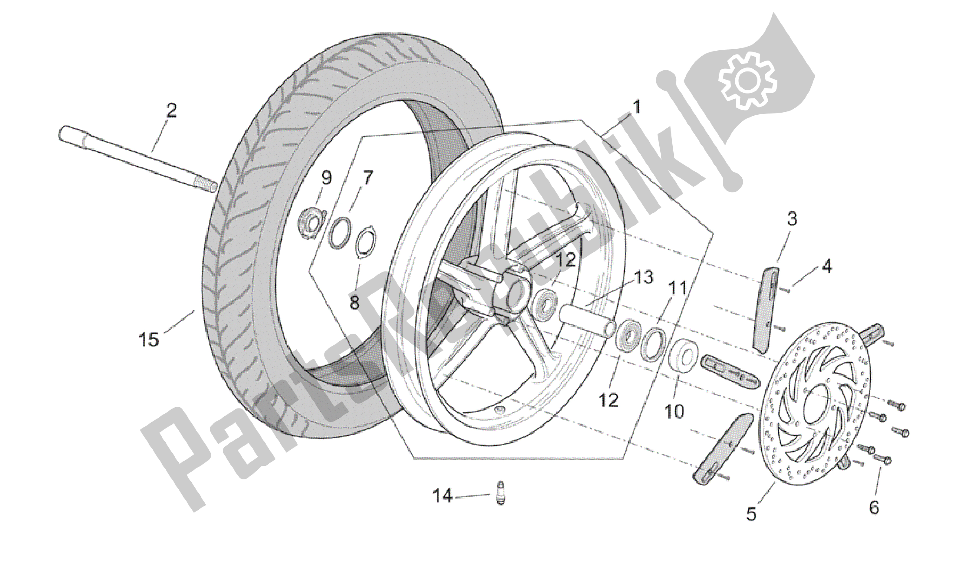 Tutte le parti per il Ruota Anteriore del Aprilia Scarabeo 150 1999 - 2004